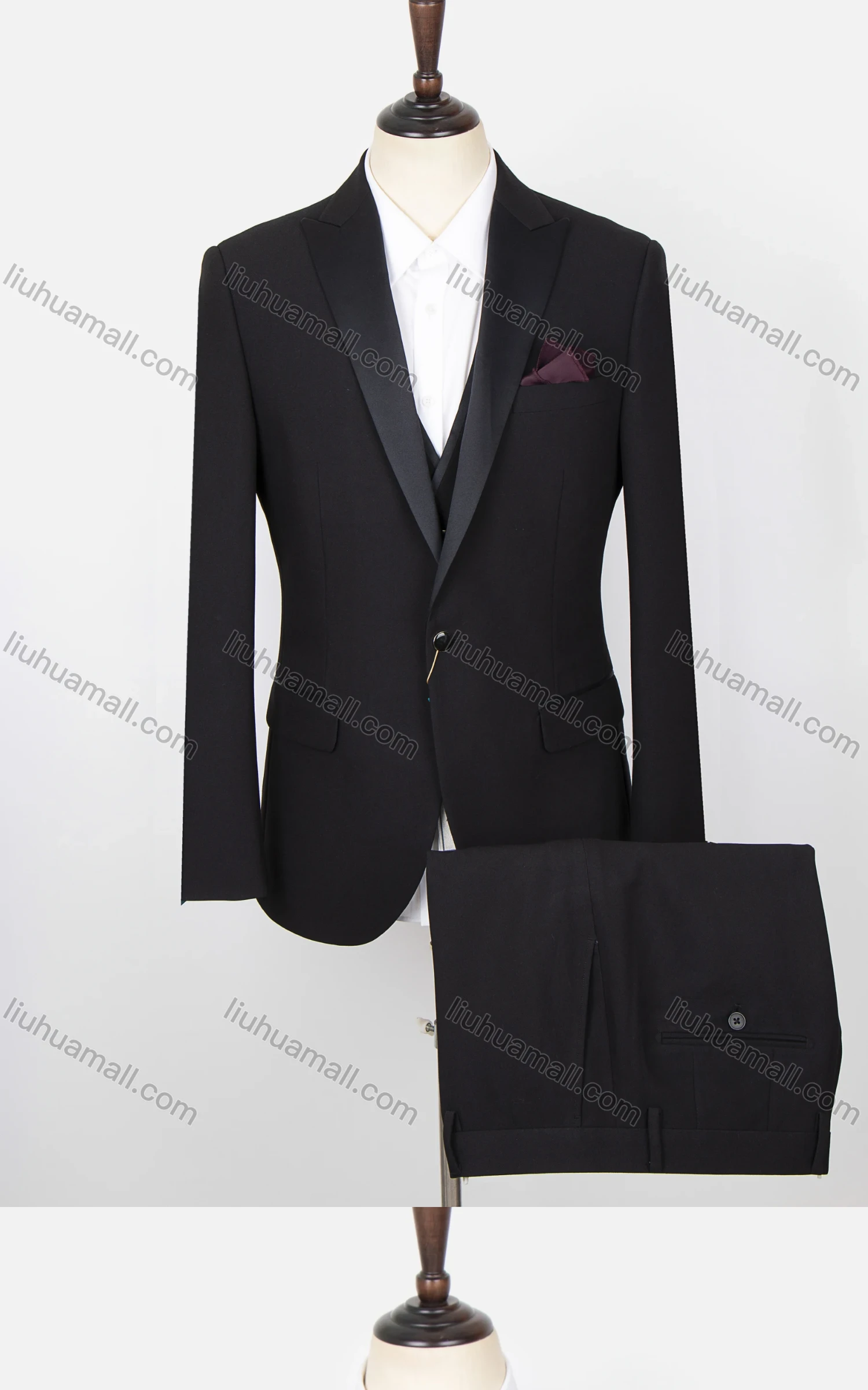 Wholesale Men's Plain Single Breasted Patch Pocket Blazer & Vest & Suit Pants 3-Piece Suit Sets SD220323# - Liuhuamall