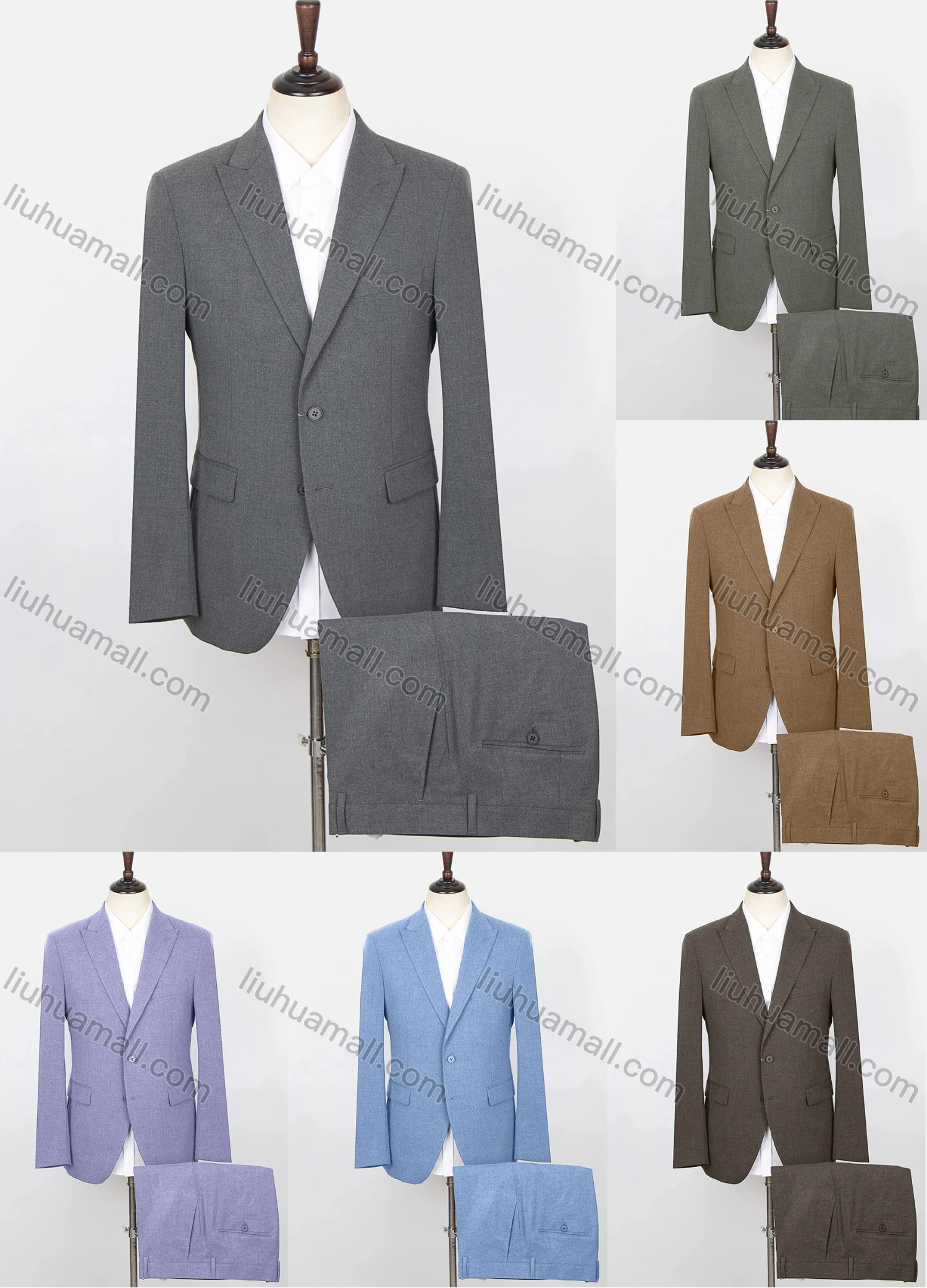 Wholesale Men's Plain Single Breasted Flap Pockets Long Sleeve Blazer & Pants 2-Piece Suit Sets SD220325S# - Liuhuamall