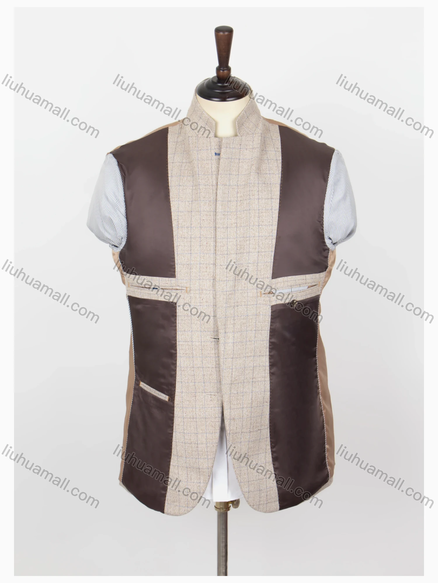 Wholesale Men's Formal Lapel Long Sleeve Two Buttons Flap Pockets Plaid Blazer Jackets - Liuhuamall