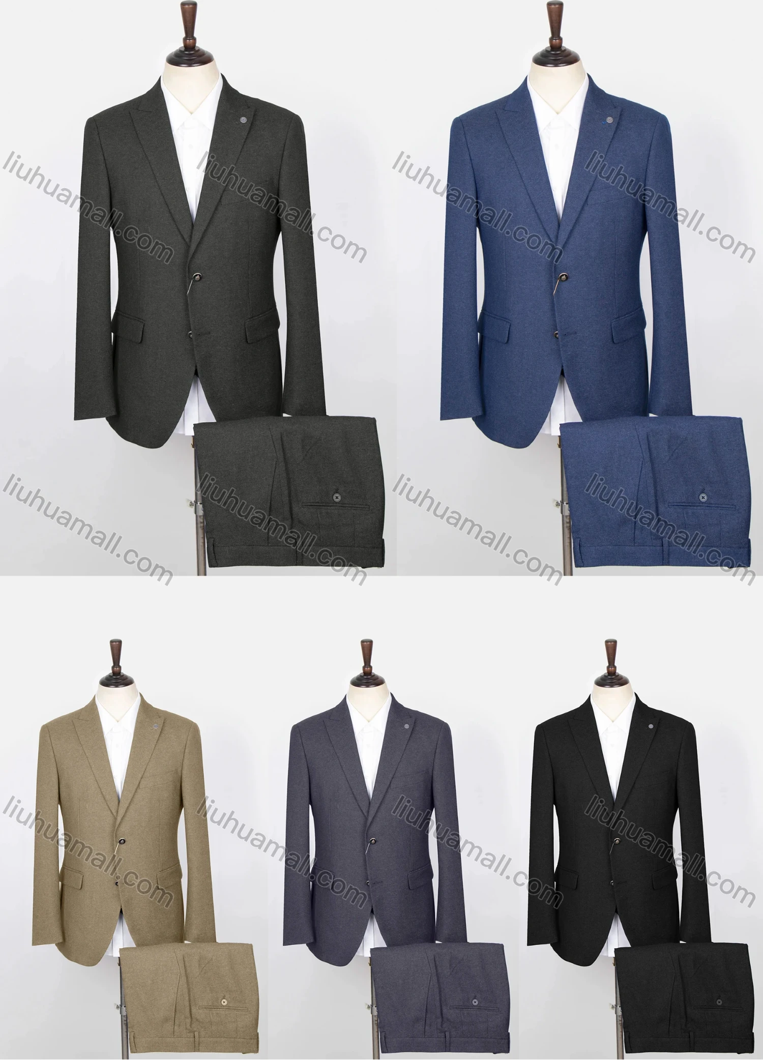 Wholesale Men's Business Plain Single Breasted Flap Pockets Lapel Blazer & Vest & Suit Pants 3-Piece Suit Sets SD220326S# - Liuhuamall