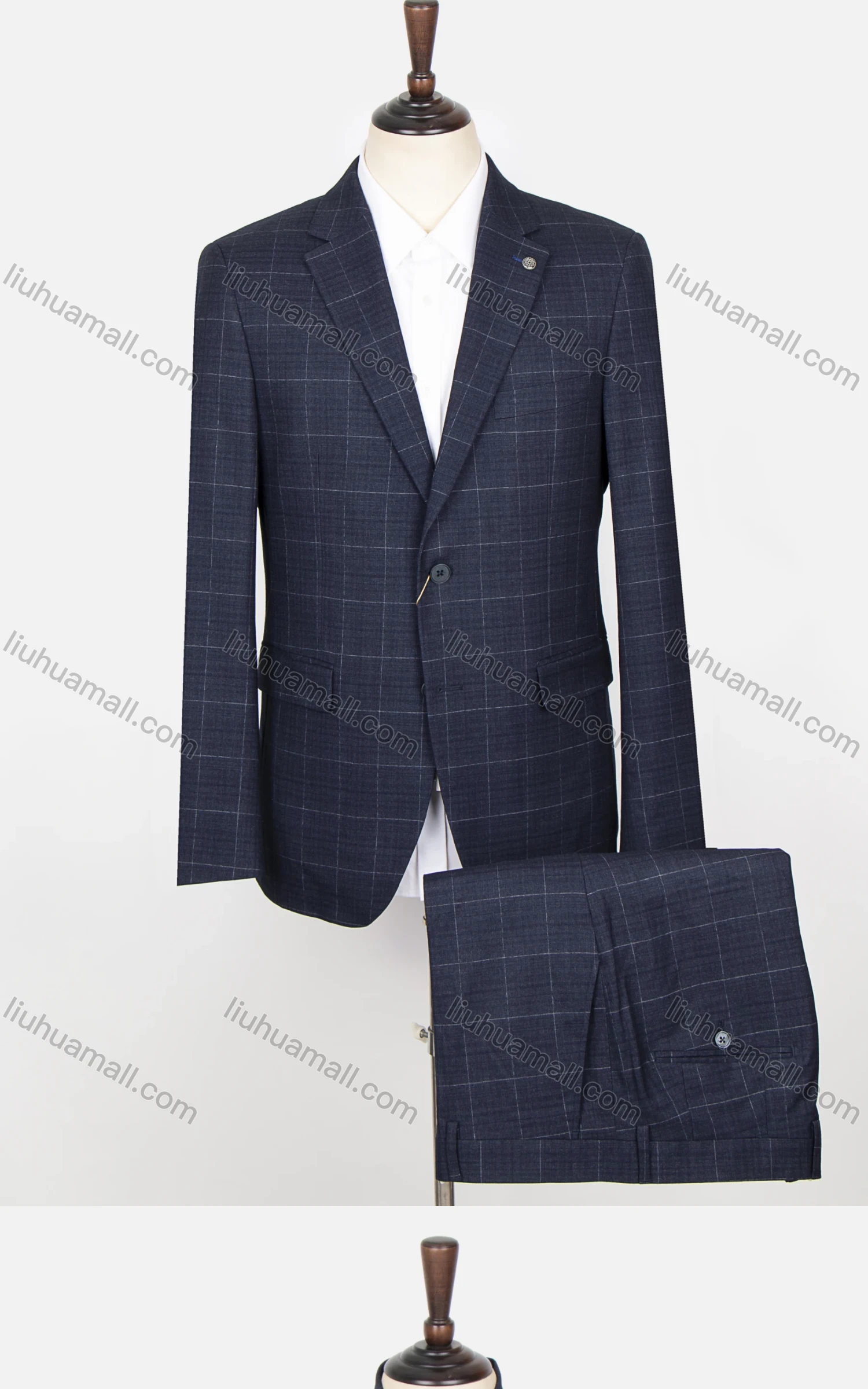 Wholesale Men's Plaid Print 2 Button Flap Pockets Lapel Blazer & Suit Pants 2-Piece Suit Sets SD220329S# - Liuhuamall