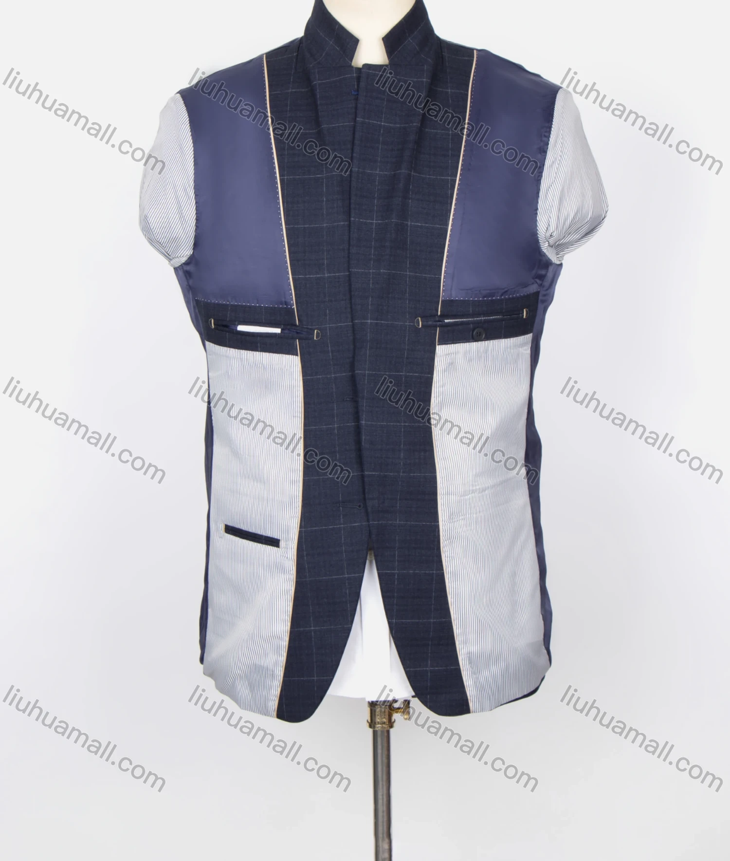 Wholesale Men's Plaid Print 2 Button Flap Pockets Lapel Blazer & Suit Pants 2-Piece Suit Sets SD220329S# - Liuhuamall