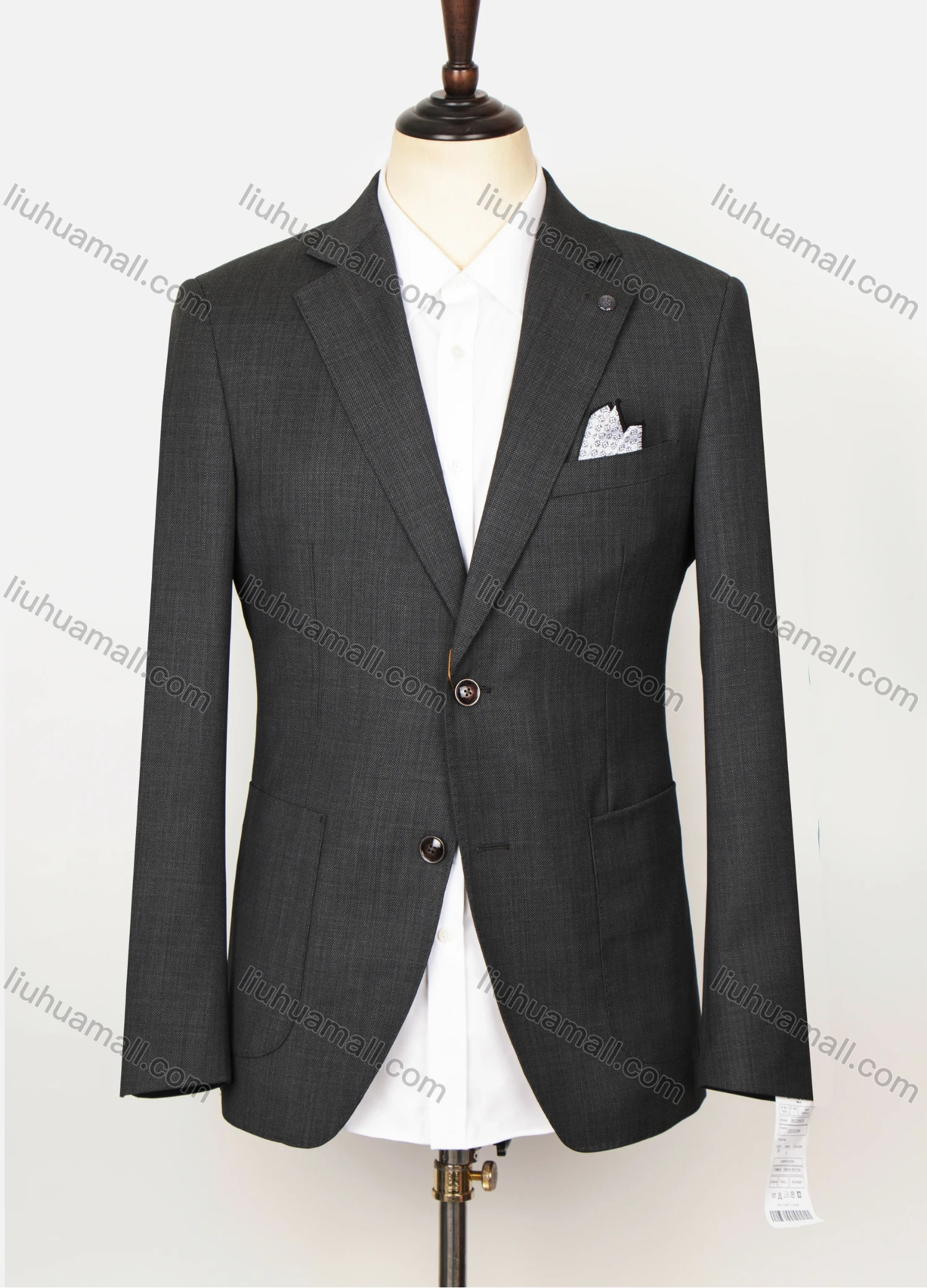 Wholesale Men's Formal Lapel Long Sleeve Two Buttons Patch Pocket Plain Blazer Jackets - Liuhuamall