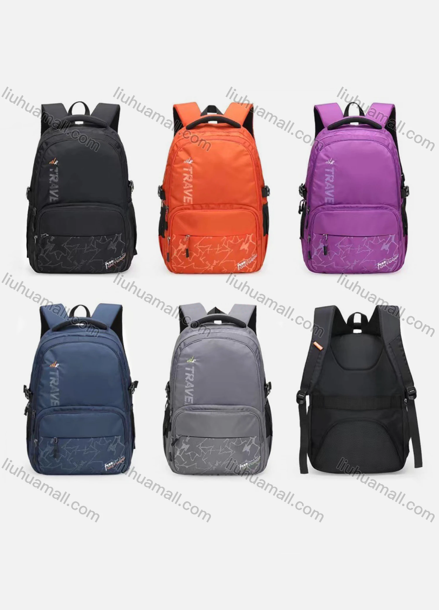 Wholesale Unisex Fashion Casual Travel School Laptop Nylon Water Resistant Backpack With Multiple Compartments - Liuhuamall