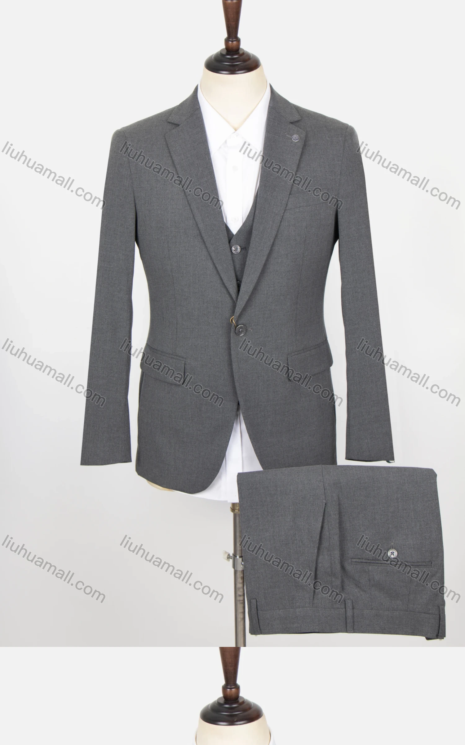 Wholesale Men's Business Plain One Button Flap Pockets Blazer & Vest & Suit Pants 3-Piece Suit Sets SD220333S# - Liuhuamall