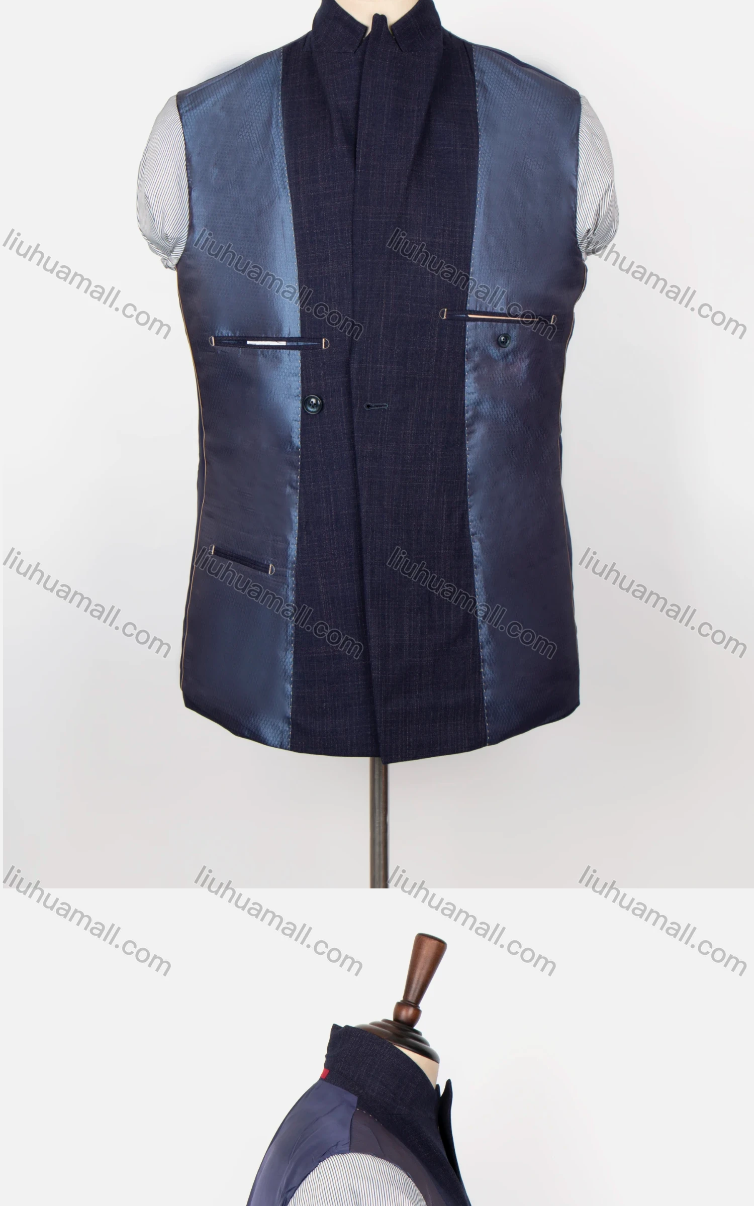 Wholesale Men's Formal Lapel Long Sleeve Flap Pockets Double Breasted Blazer Jackets X6567# - Liuhuamall