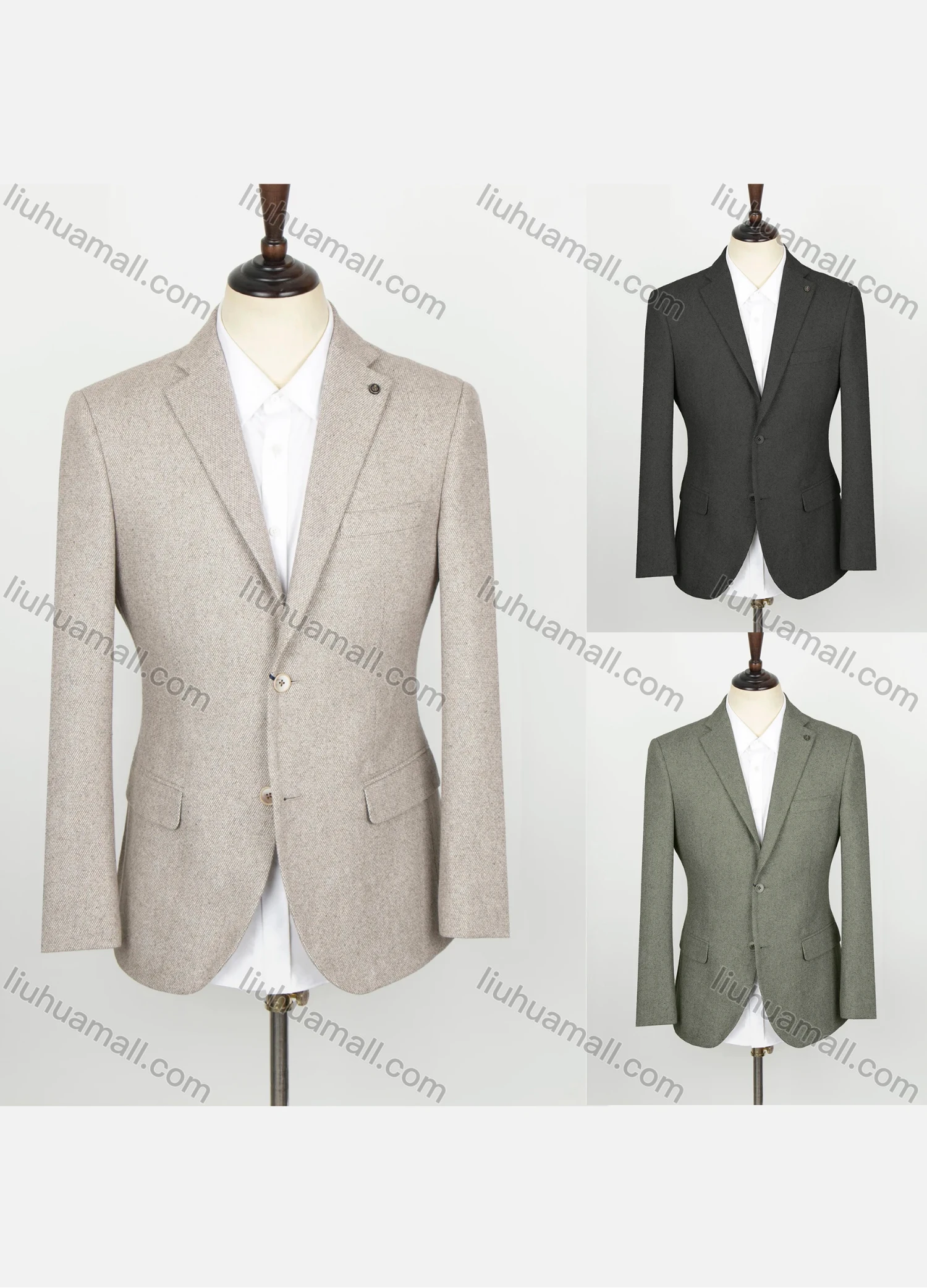 Wholesale Men's Formal Lapel Long Sleeve Flap Pockets Two Buttons Blazer Jackets - Liuhuamall