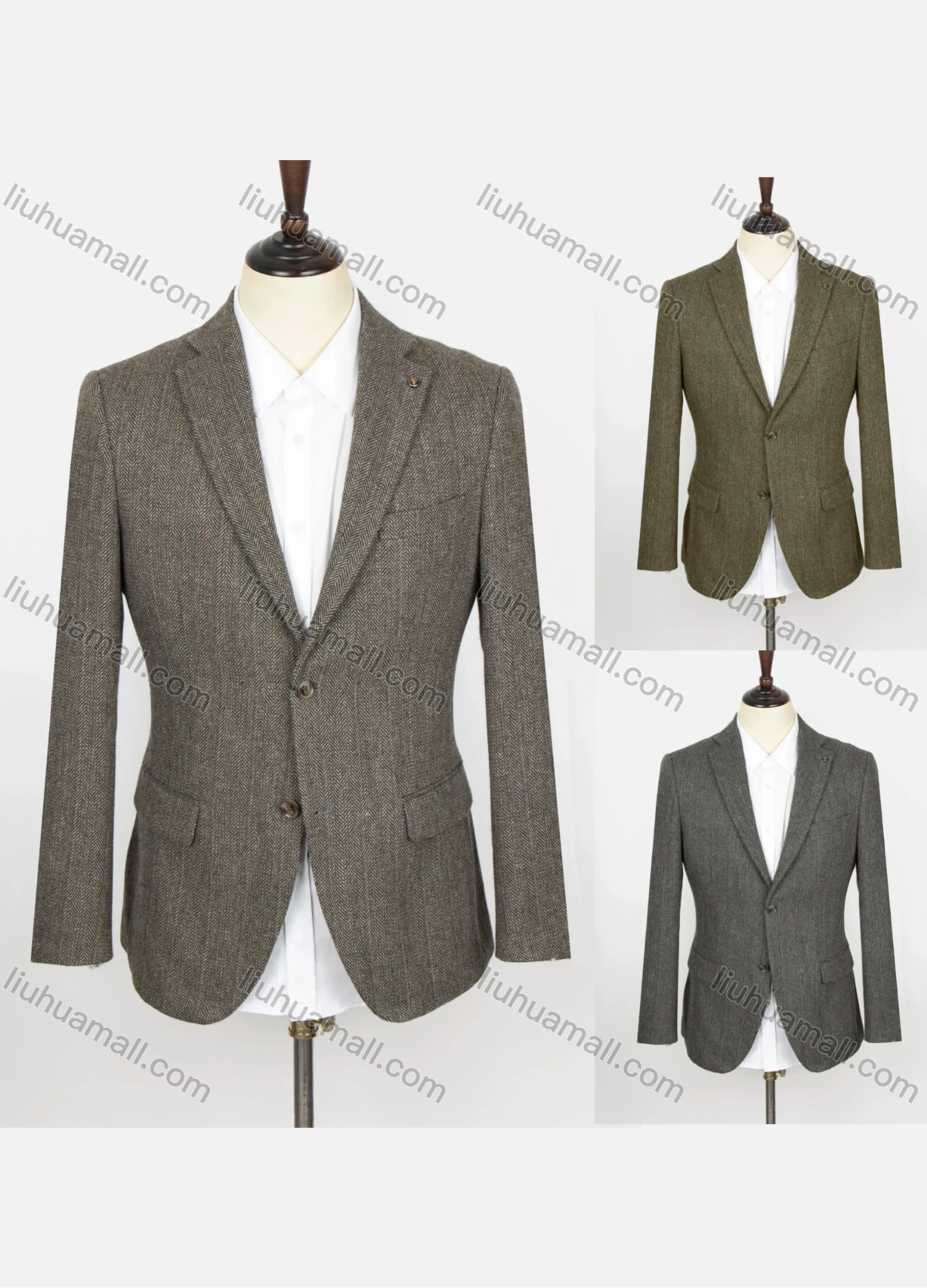 Wholesale Men's Formal Lapel Plain Long Sleeve Two Buttons Flap Pockets Blazer Jackets - Liuhuamall