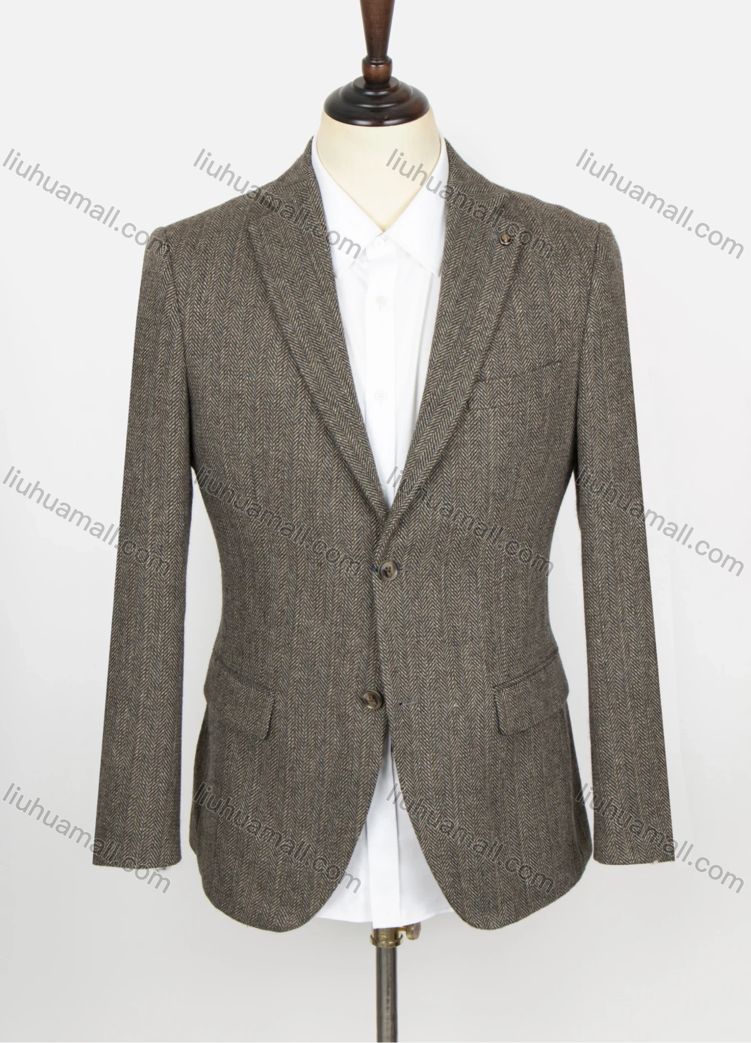 Wholesale Men's Formal Lapel Plain Long Sleeve Two Buttons Flap Pockets Blazer Jackets - Liuhuamall