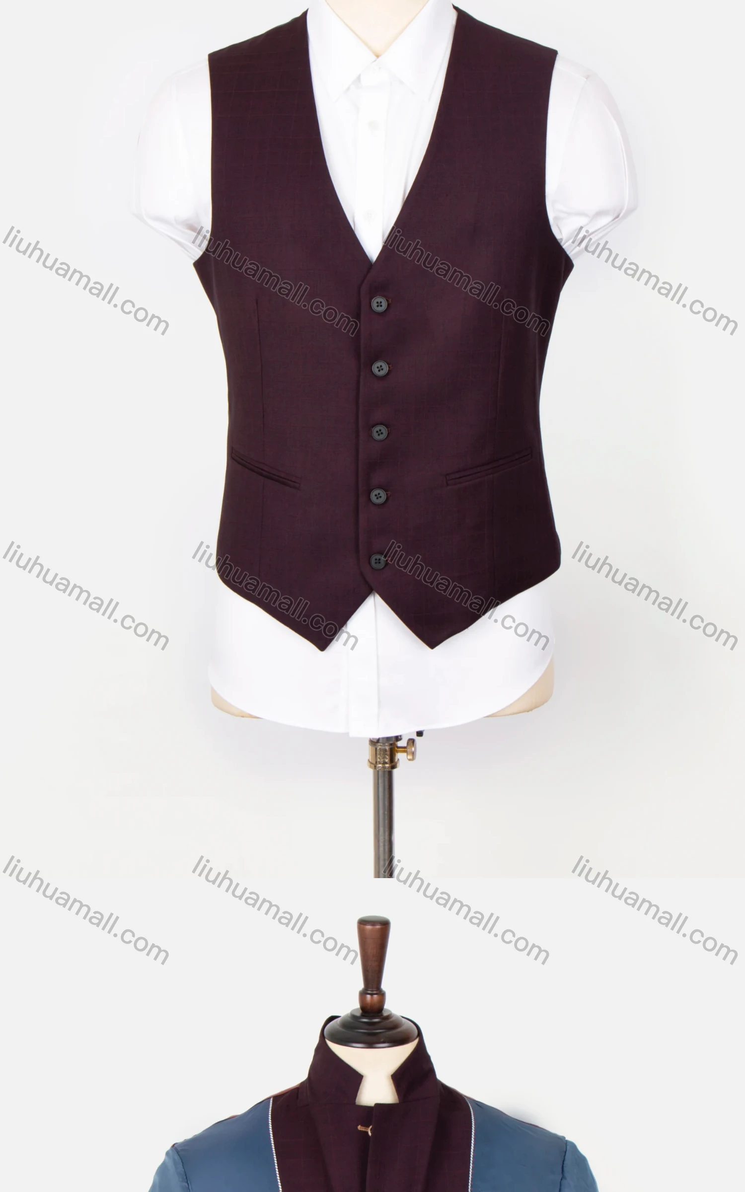 Wholesale Men's Fashion Plain Two Buttons Flap Pockets Blazer & Vest & Suit Pants 3-Piece Suit Sets X7026# - Liuhuamall