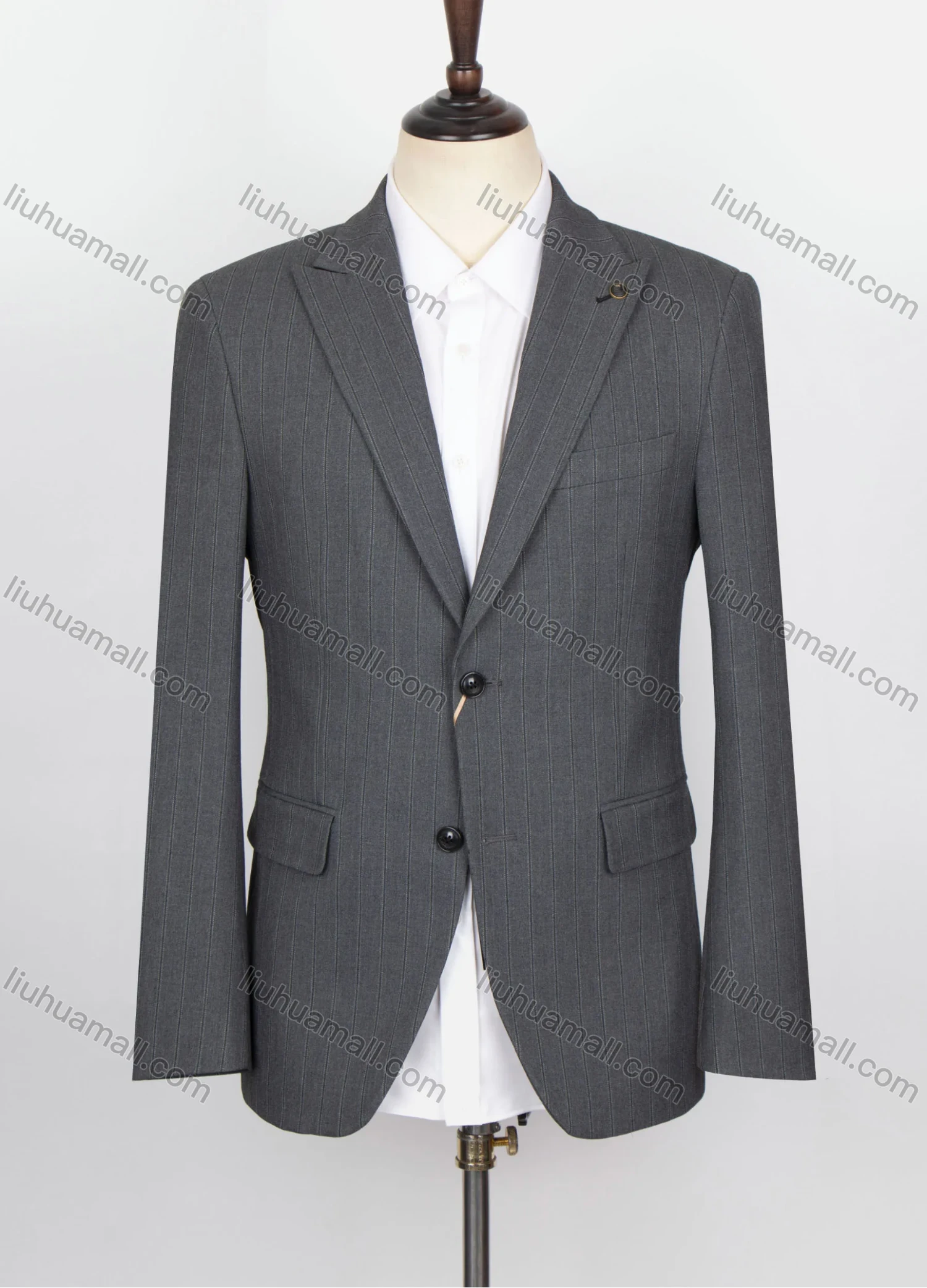 Wholesale Men's Formal Plain Lapel Long Sleeve Two Buttons Flap Pockets Blazer Jackets - Liuhuamall
