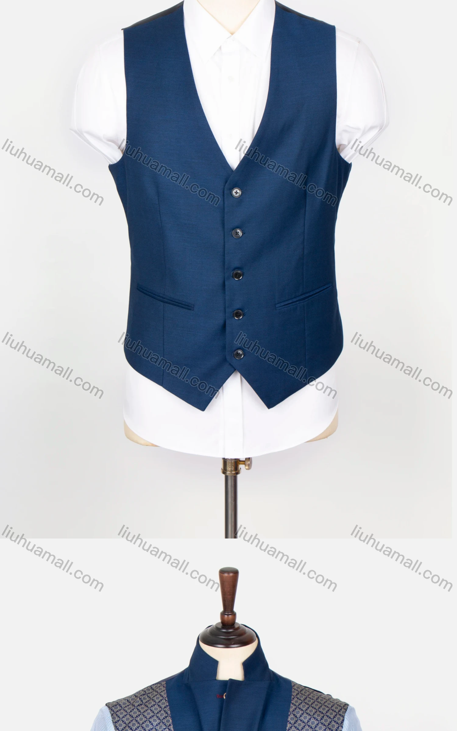 Wholesale Men's Business Plain 2 Button Flap Pockets Blazer & Vest & Suit Pants 3-Piece Suit Sets X7123# - Liuhuamall