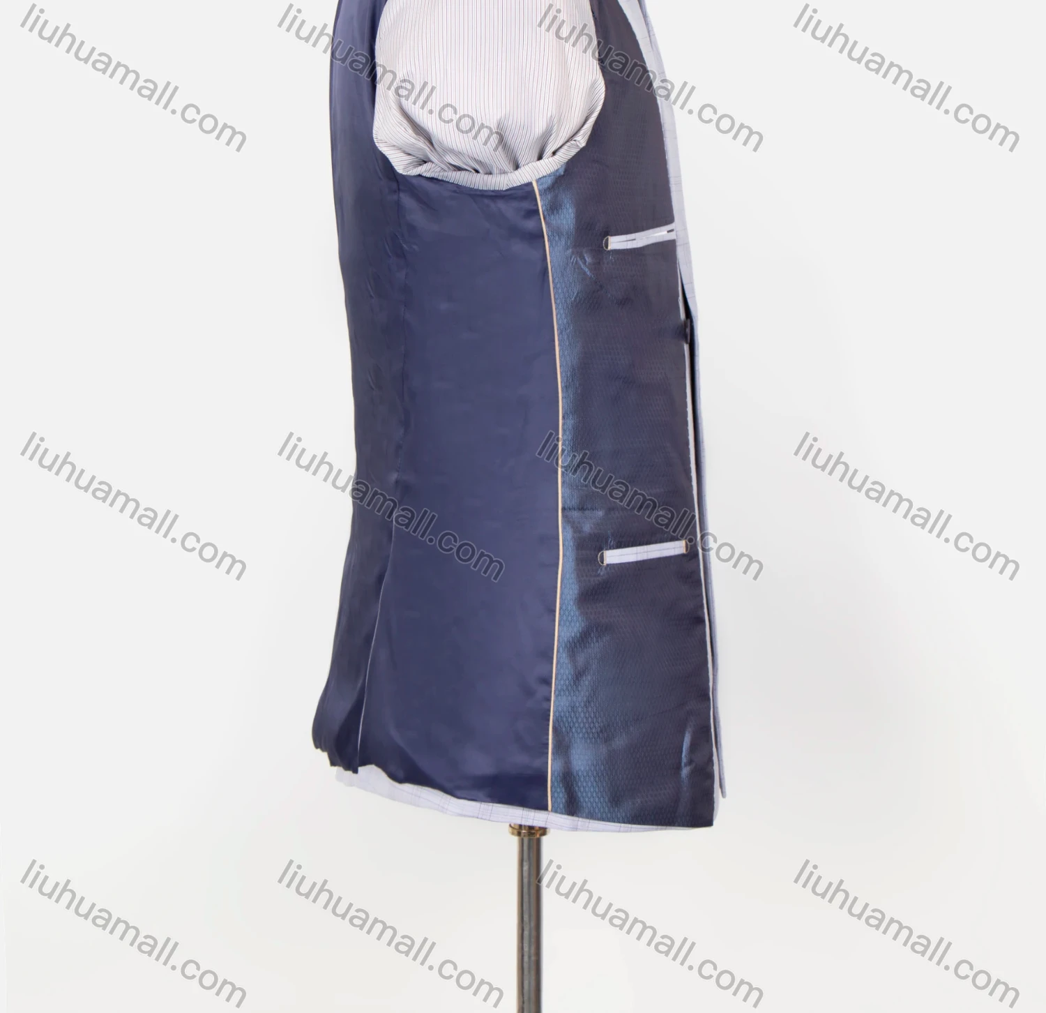 Wholesale Men's Formal Plaid Print Lapel Long Sleeve Double Breasted Flap Pockets Blazer Jackets X7348# - Liuhuamall