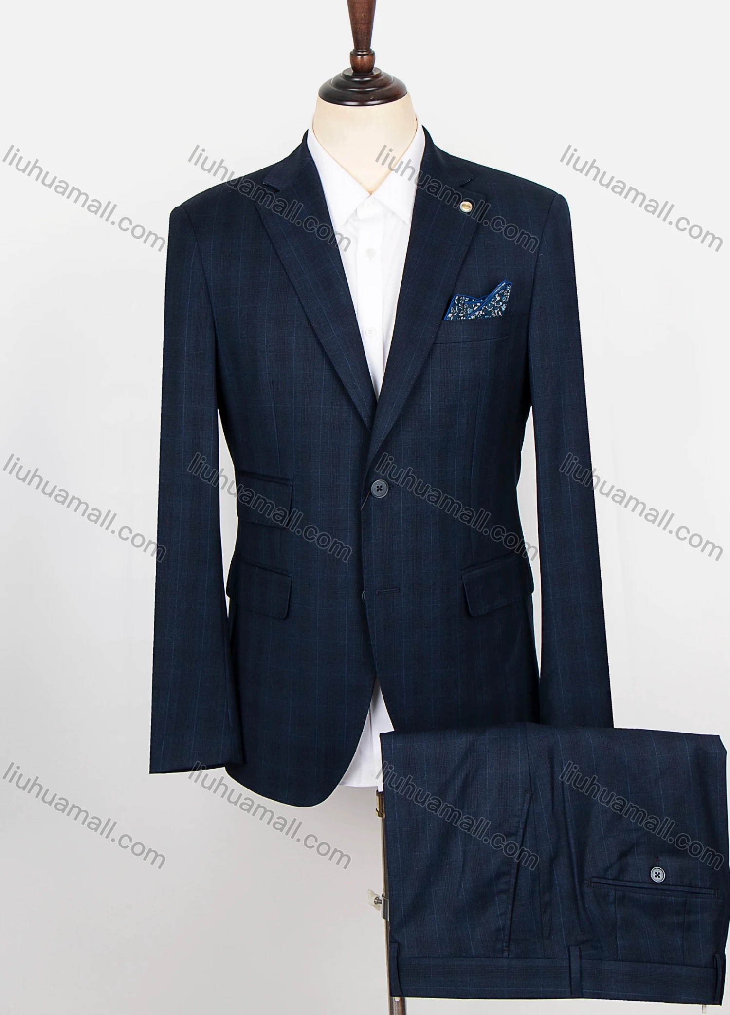 Wholesale Men's Formal Plaid Print 2 Button Patch Pocket Blazer & Suit Pants 2-Piece Suit Sets ZM220502# - Liuhuamall