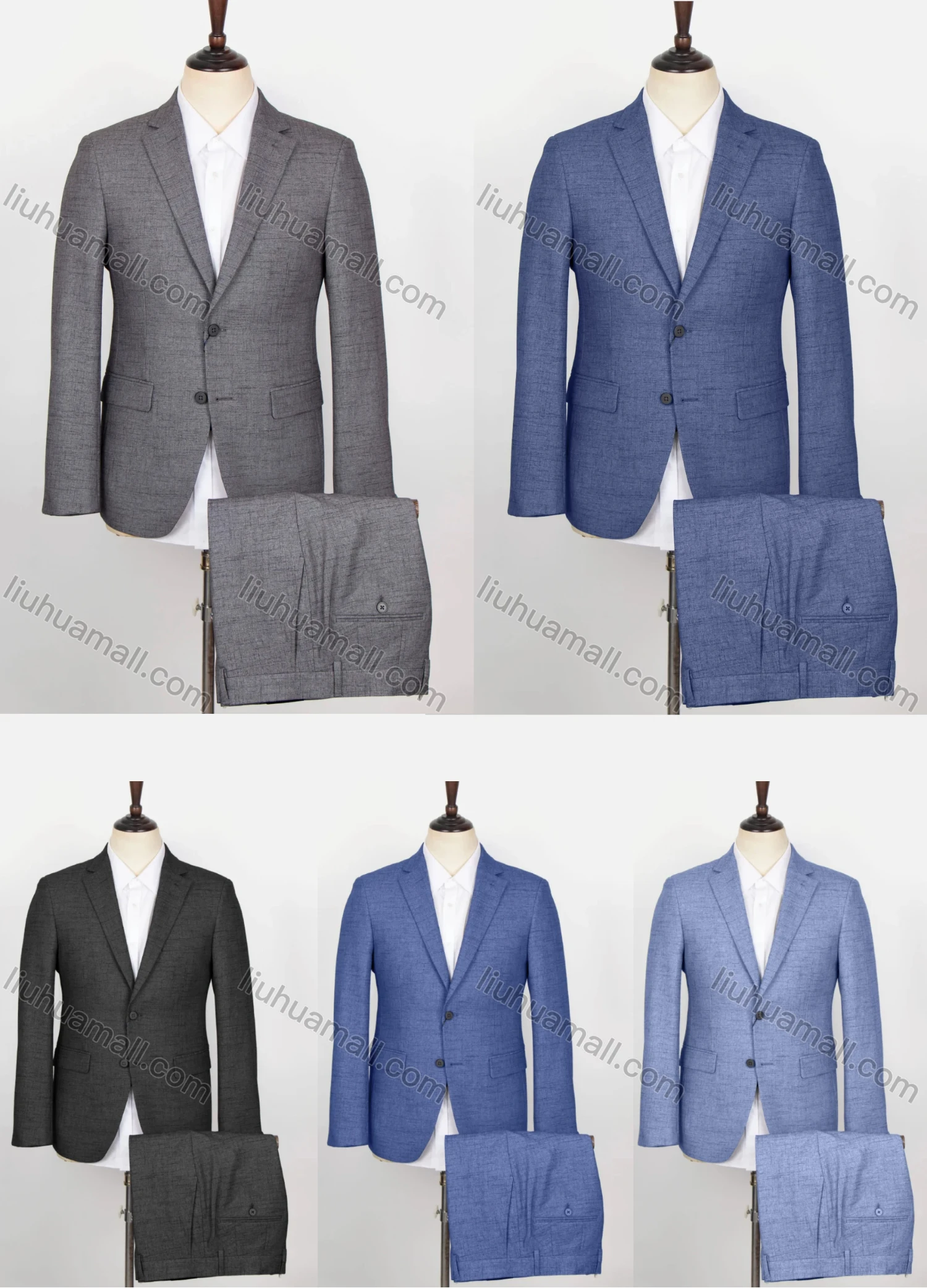 Wholesale Men's Formal Plain Single Breasted Flap Pockets Blazer & Suit Pants 2-Piece Suit Sets OG2206-X6686-1# - Liuhuamall