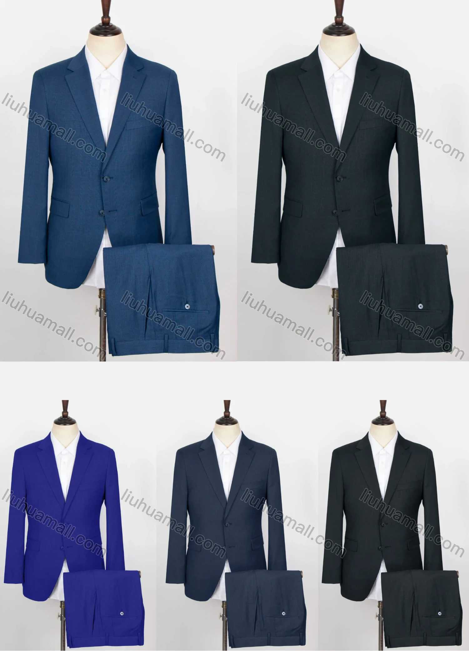 Wholesale Men's Formal Plain 2 Buttons Flap Pockets Blazer & Suit Pants 2-Piece Suit Sets OG2211-942568-50# - Liuhuamall