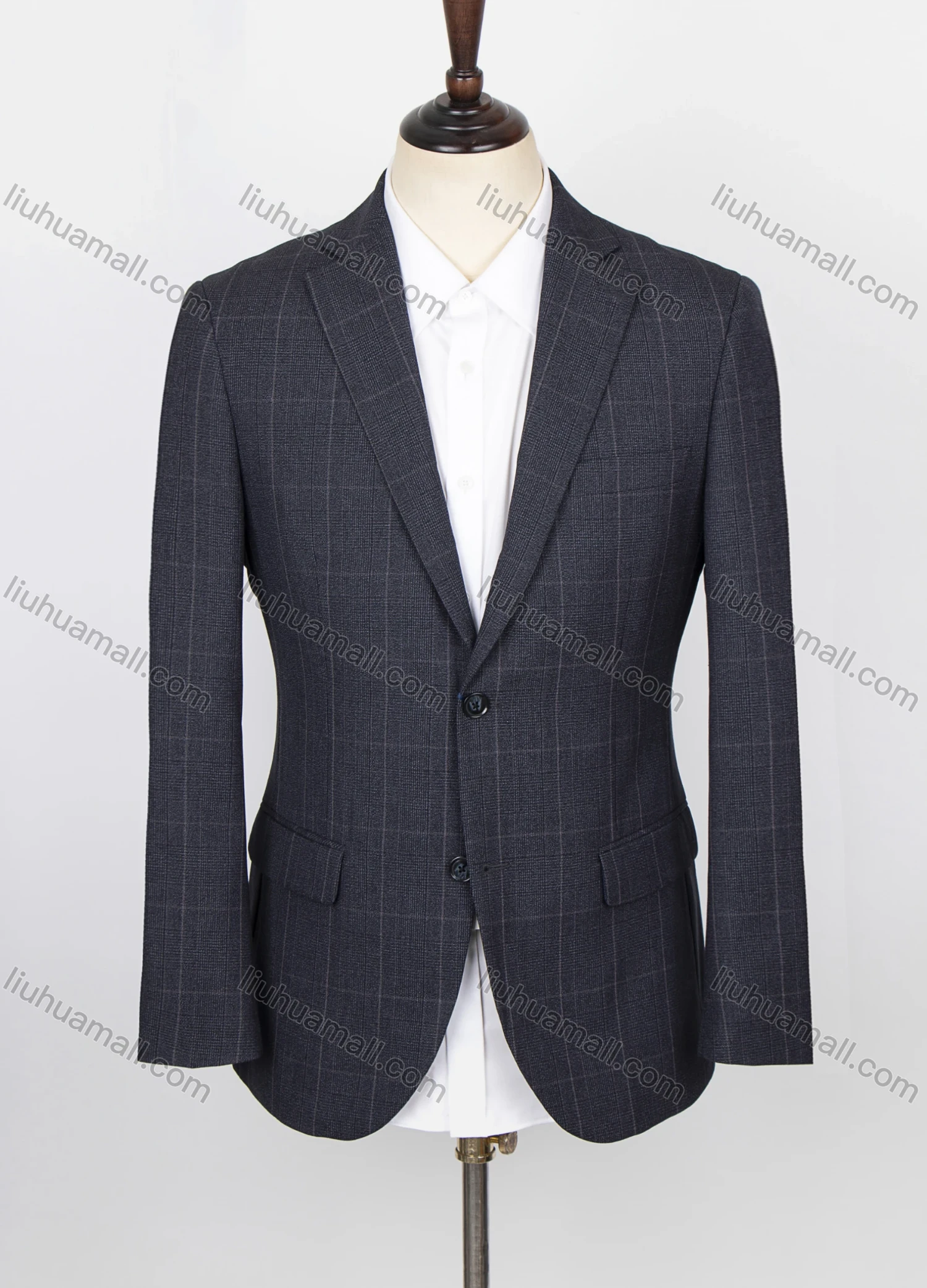 Wholesale Men's Formal Lapel Long Sleeve Single Breasted Flap Pockets Plaid Print Blazer Jackets - Liuhuamall