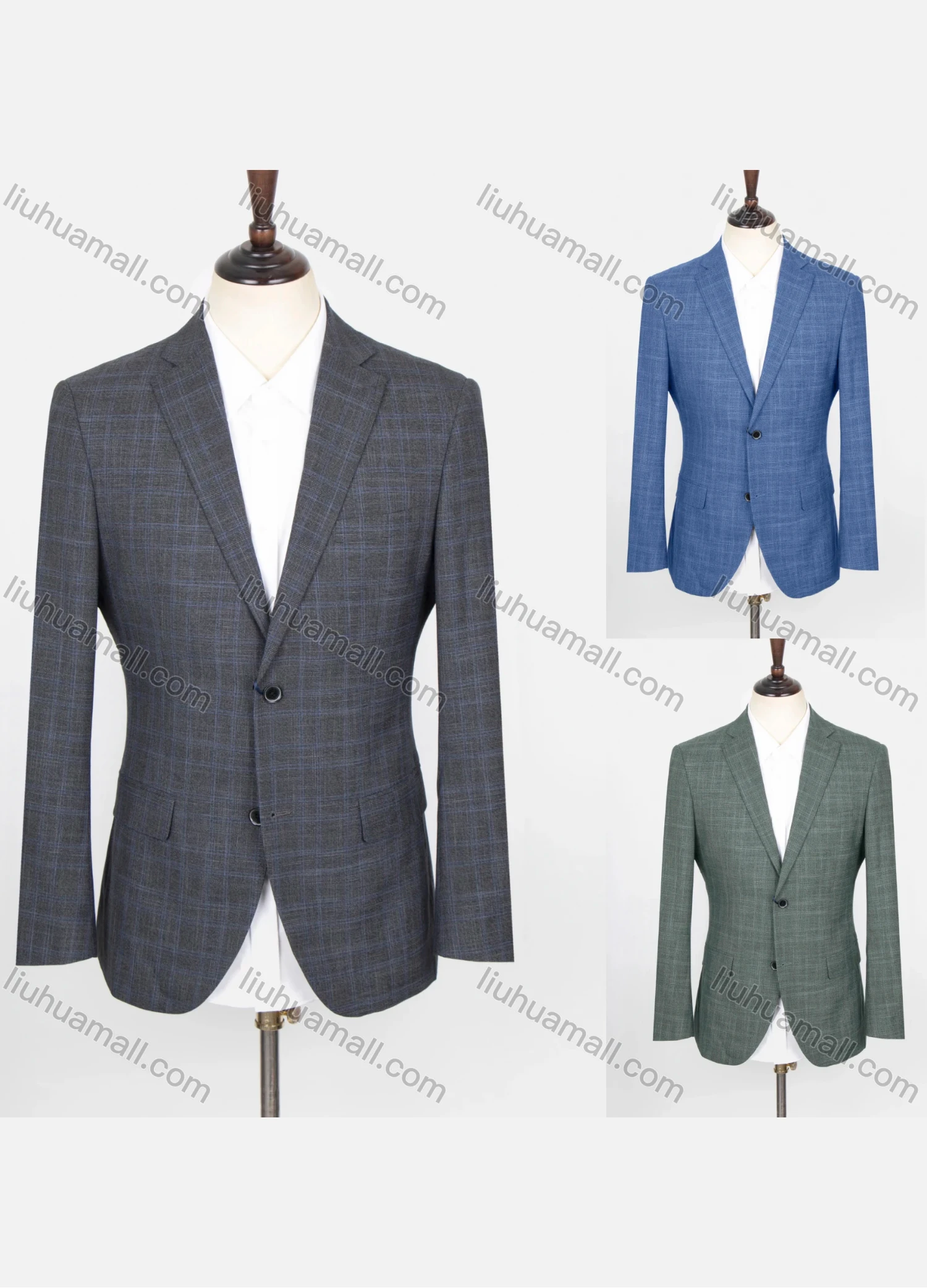 Wholesale Men's Formal Lapel Long Sleeve Single Breasted Flap Pockets Plaid Print Blazer Jackets X21415-3# - Liuhuamall