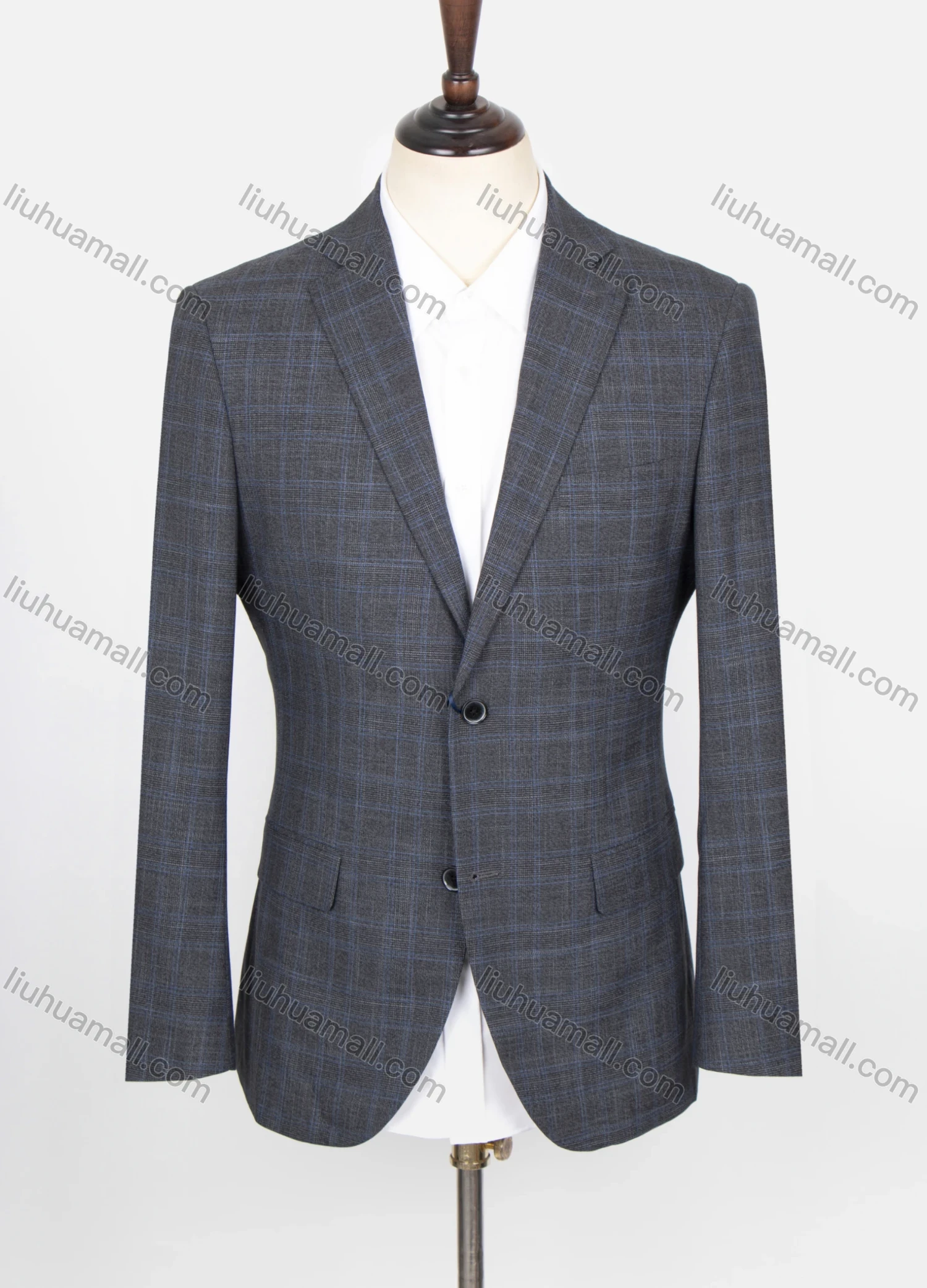 Wholesale Men's Formal Lapel Long Sleeve Single Breasted Flap Pockets Plaid Print Blazer Jackets X21415-3# - Liuhuamall