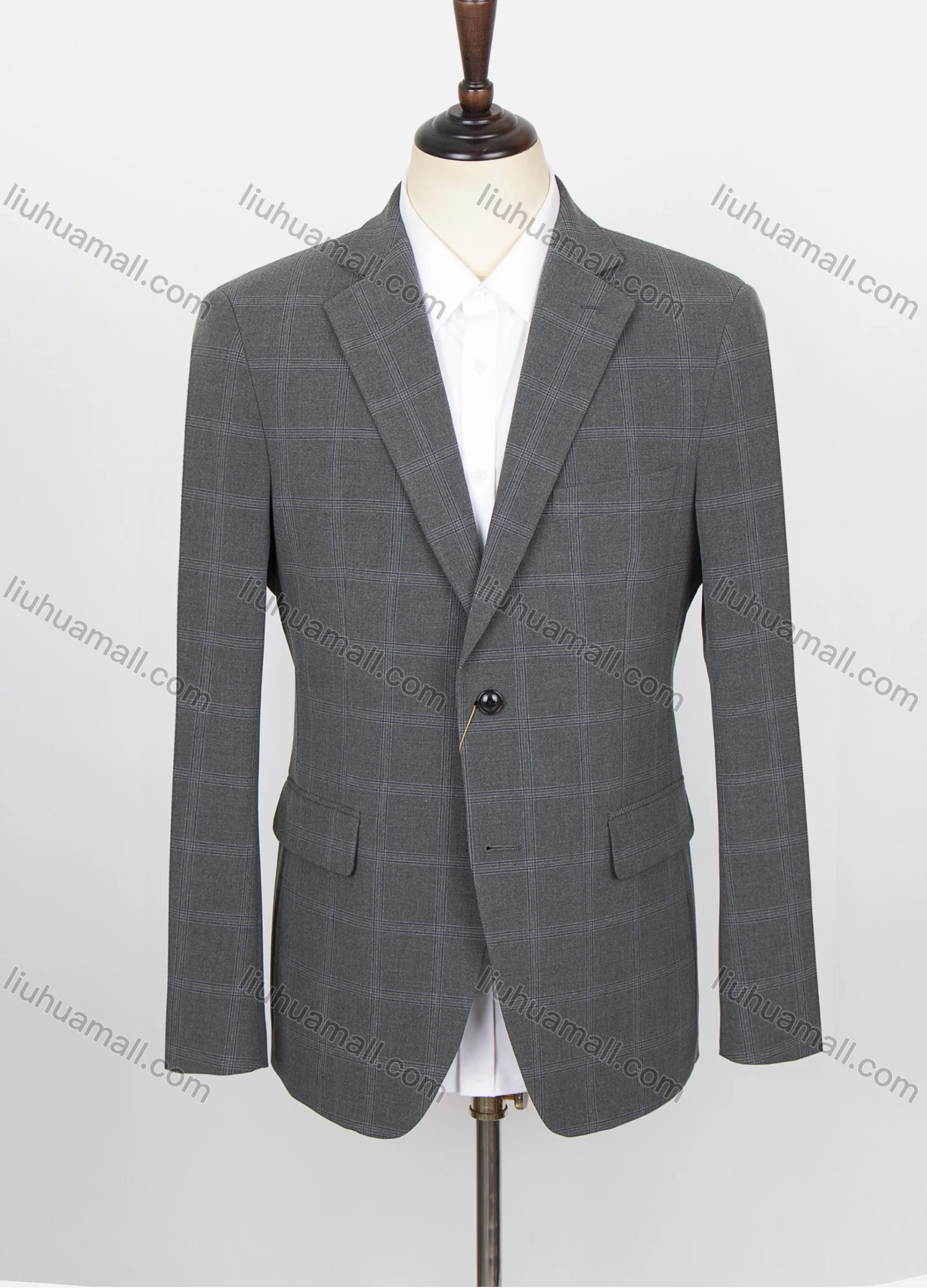 Wholesale Men's Formal Lapel Long Sleeve Single Breasted Flap Pockets Plaid Print Blazer Jackets X21540-6# - Liuhuamall