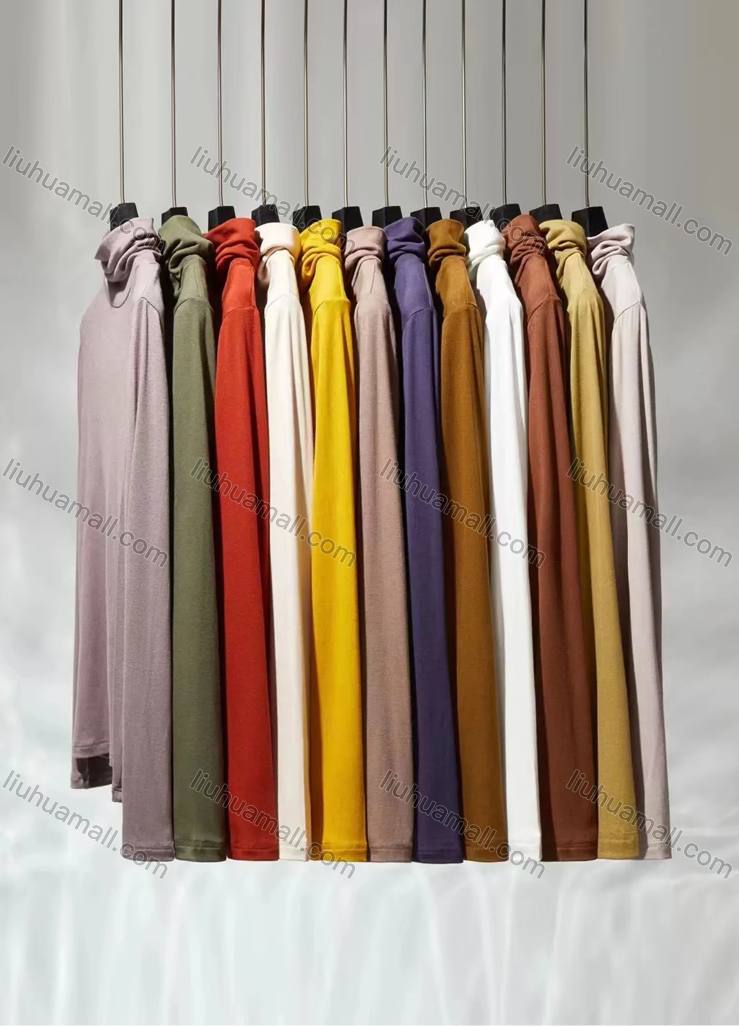 Wholesale Women's Casual Plain Turtleneck Long Sleeve Top - Liuhuamall