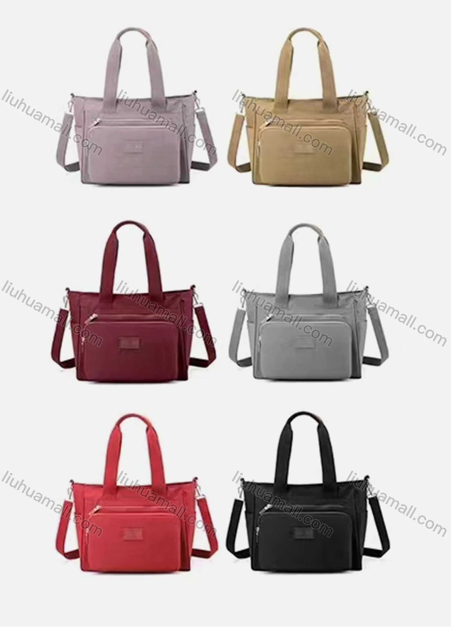 Wholesale Women's Casual Nylon Plain Portable Shoulder Bag With Adjustable Strap - Liuhuamall