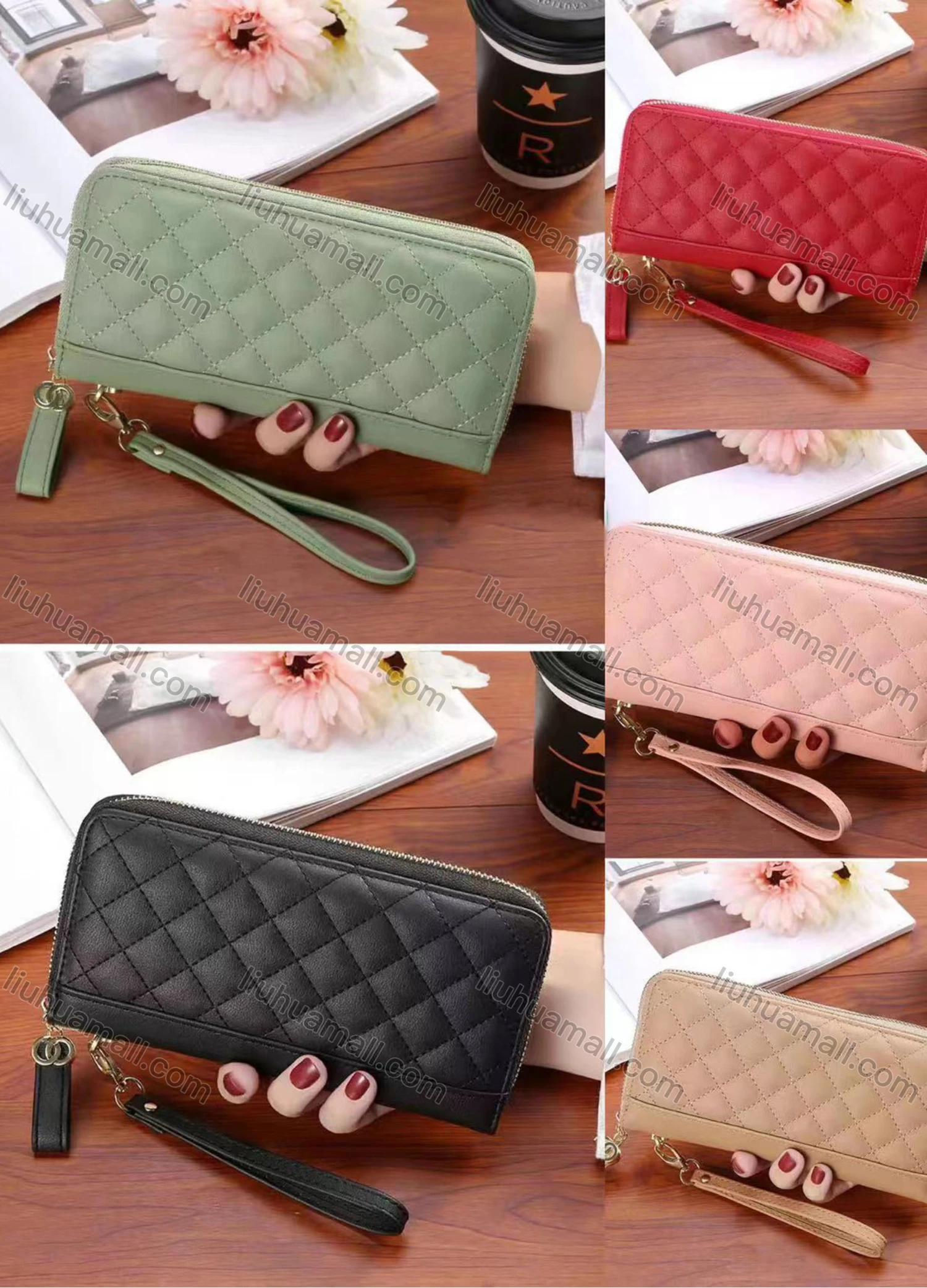 Wholesale Women's Casual Nylon Plain Clutch Handbags Purse With Multiple Compartments - Liuhuamall