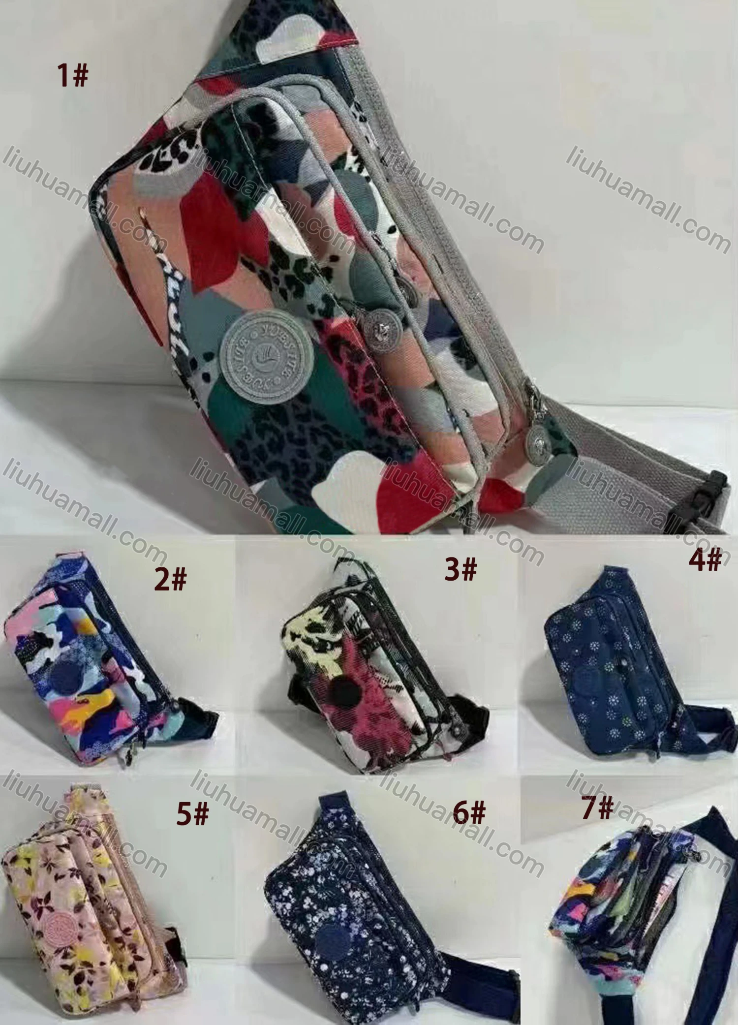 Wholesale Unisex Casual Nylon Allover Zipper Pockets Waist Bag With Adjustable Shoulder Strap - Liuhuamall