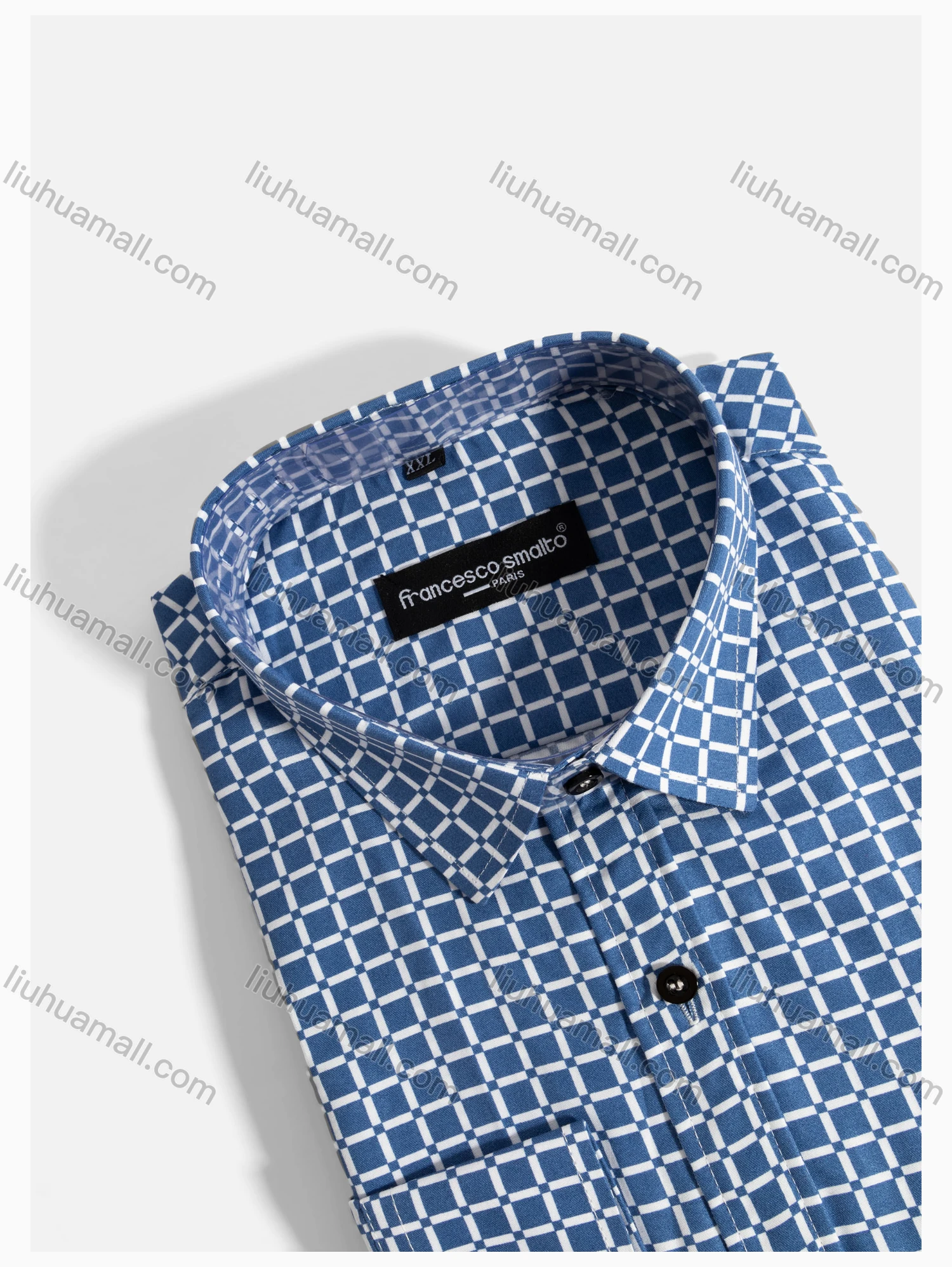 Wholesale Men's Casual Long Sleeve Plaid Print Button Front Pocket Shirt - Liuhuamall