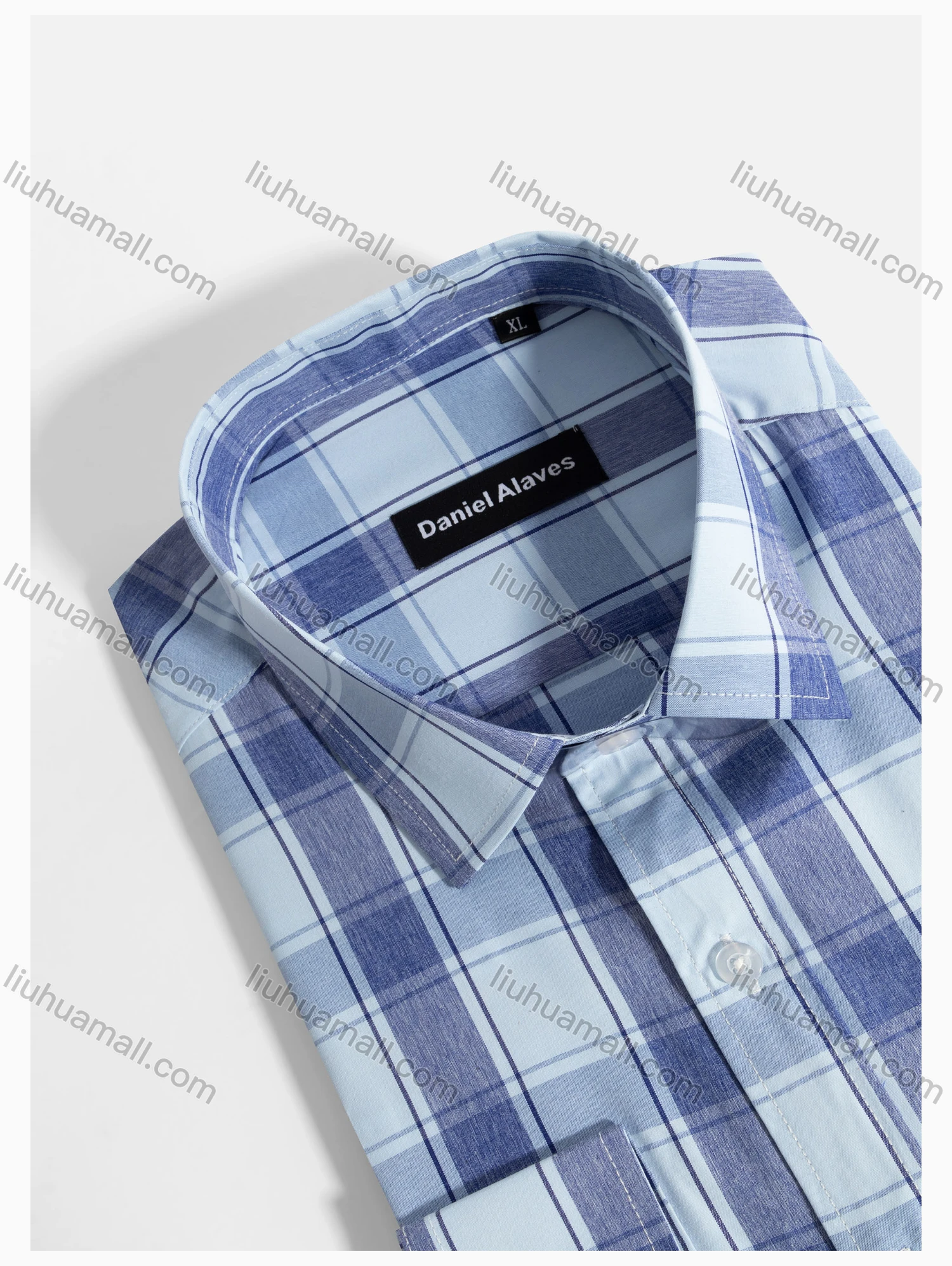 Wholesale Men's Casual Long Sleeve Plaid Print Button Front Pocket Shirt - Liuhuamall