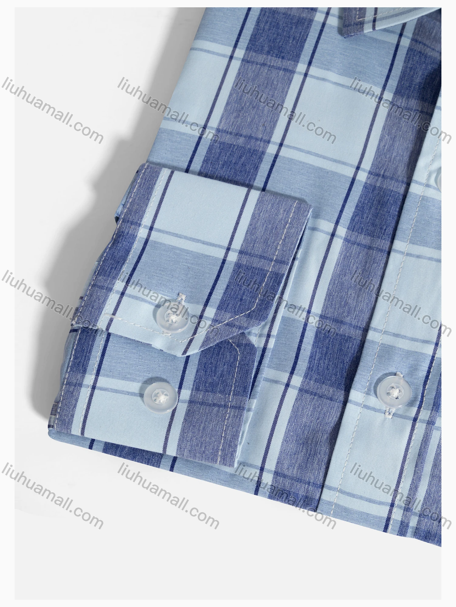 Wholesale Men's Casual Long Sleeve Plaid Print Button Front Pocket Shirt - Liuhuamall