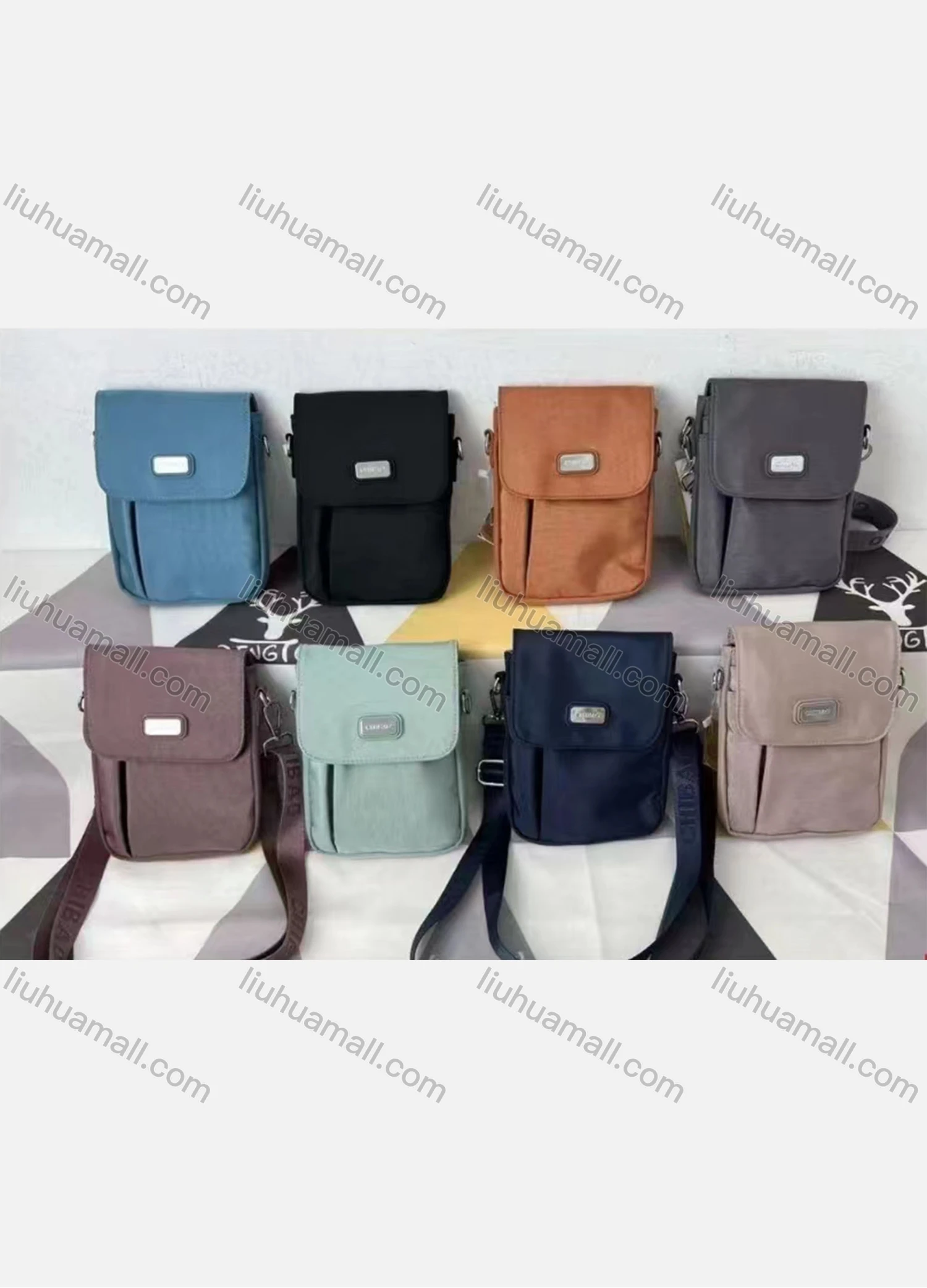Wholesale Men's Casual Nylon Plain Shoulder Bag With Adjustable Strap - Liuhuamall