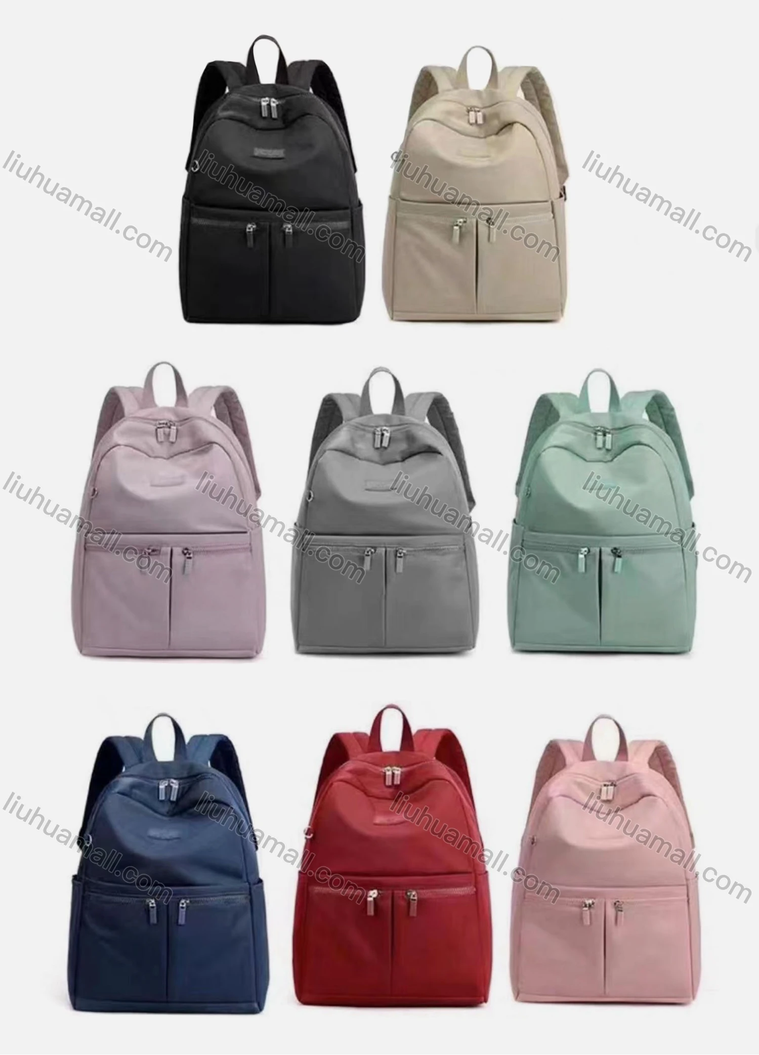 Wholesale Unisex Casual Nylon Plain Backpack For School With Multiple Compartments - Liuhuamall