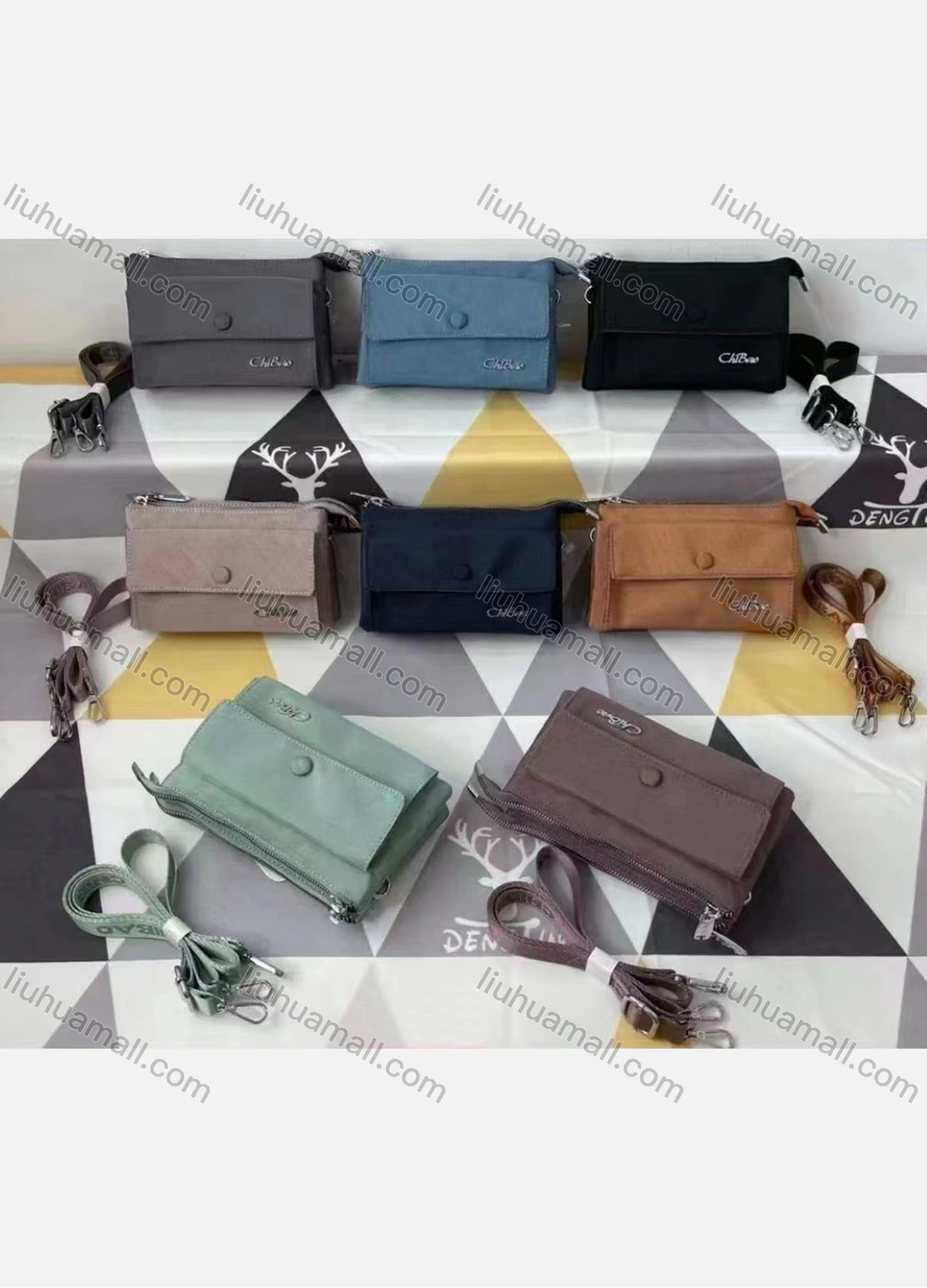 Wholesale Women's Casual Nylon Plain Snap Button Shoulder Bag With Adjustable Strap - Liuhuamall