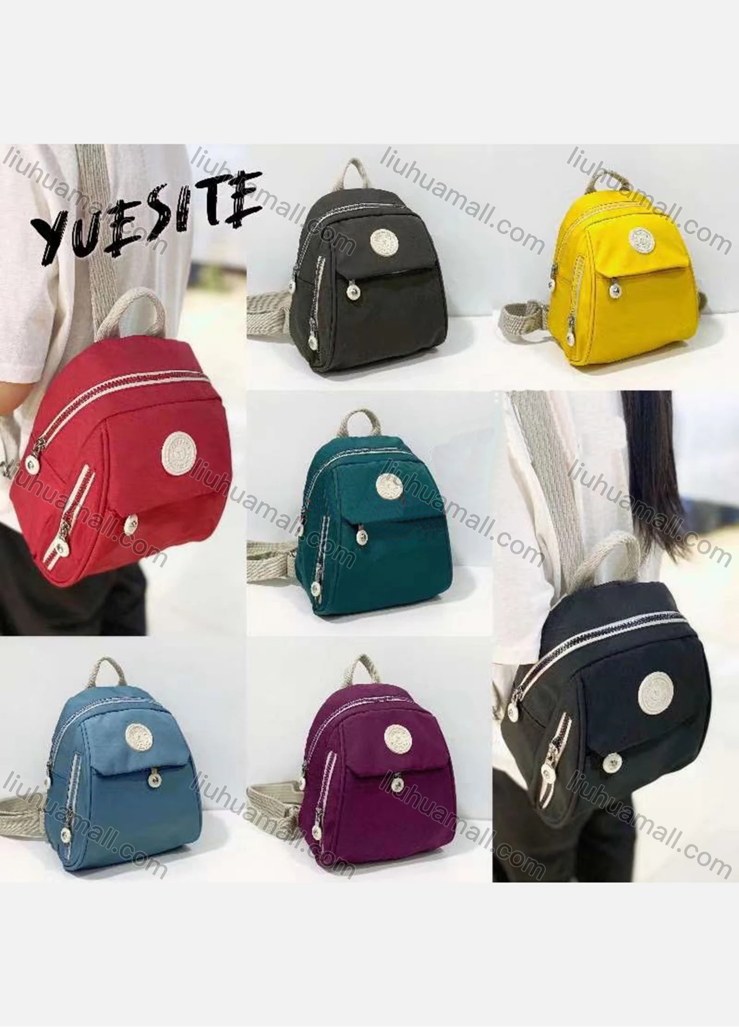 Wholesale Men's Casual Nylon Plain Outdoor Backpack With Adjustable Strap - Liuhuamall