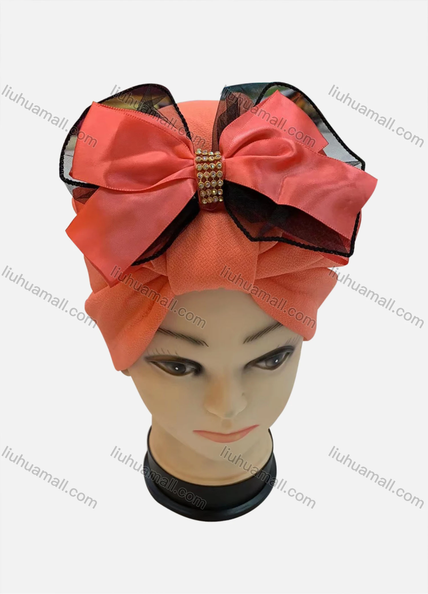 Wholesale Women's Bow Knot Rhinestone Wrap Strench Muslim Hijab Turban Cap - Liuhuamall