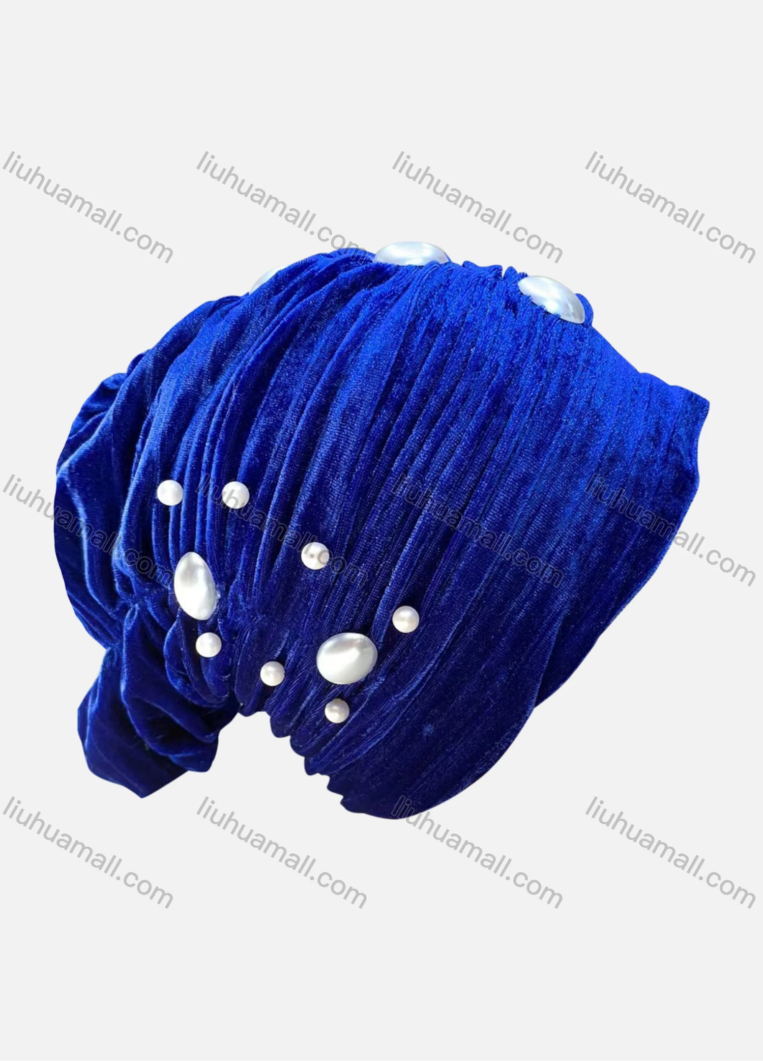 Wholesale Women's Plain Pearl Decor Wrap Strench Muslim Hijab Turban Cap - Liuhuamall