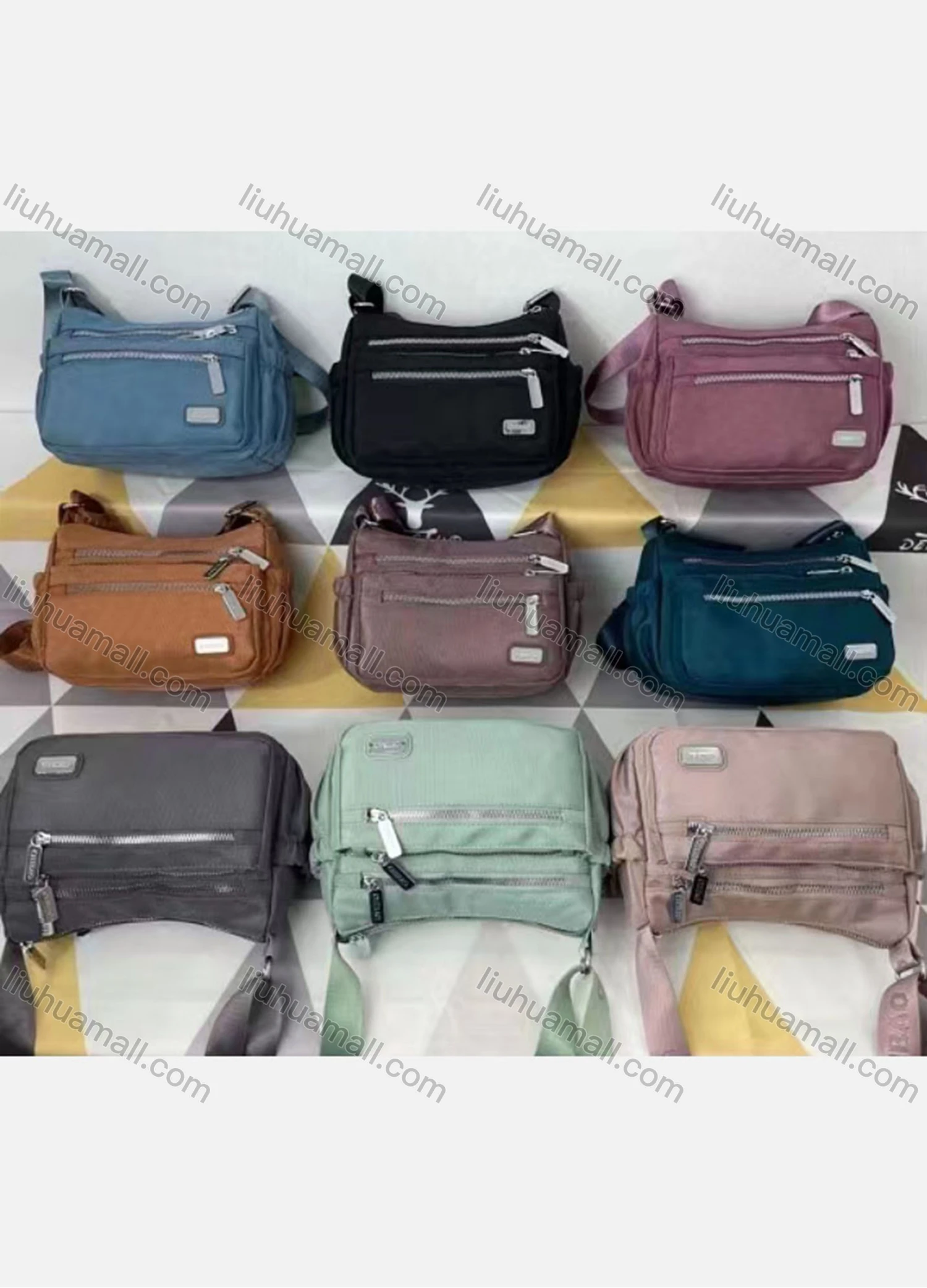 Wholesale Women's Casual Nylon Plain Shoulder Bag With Adjustable Strap - Liuhuamall