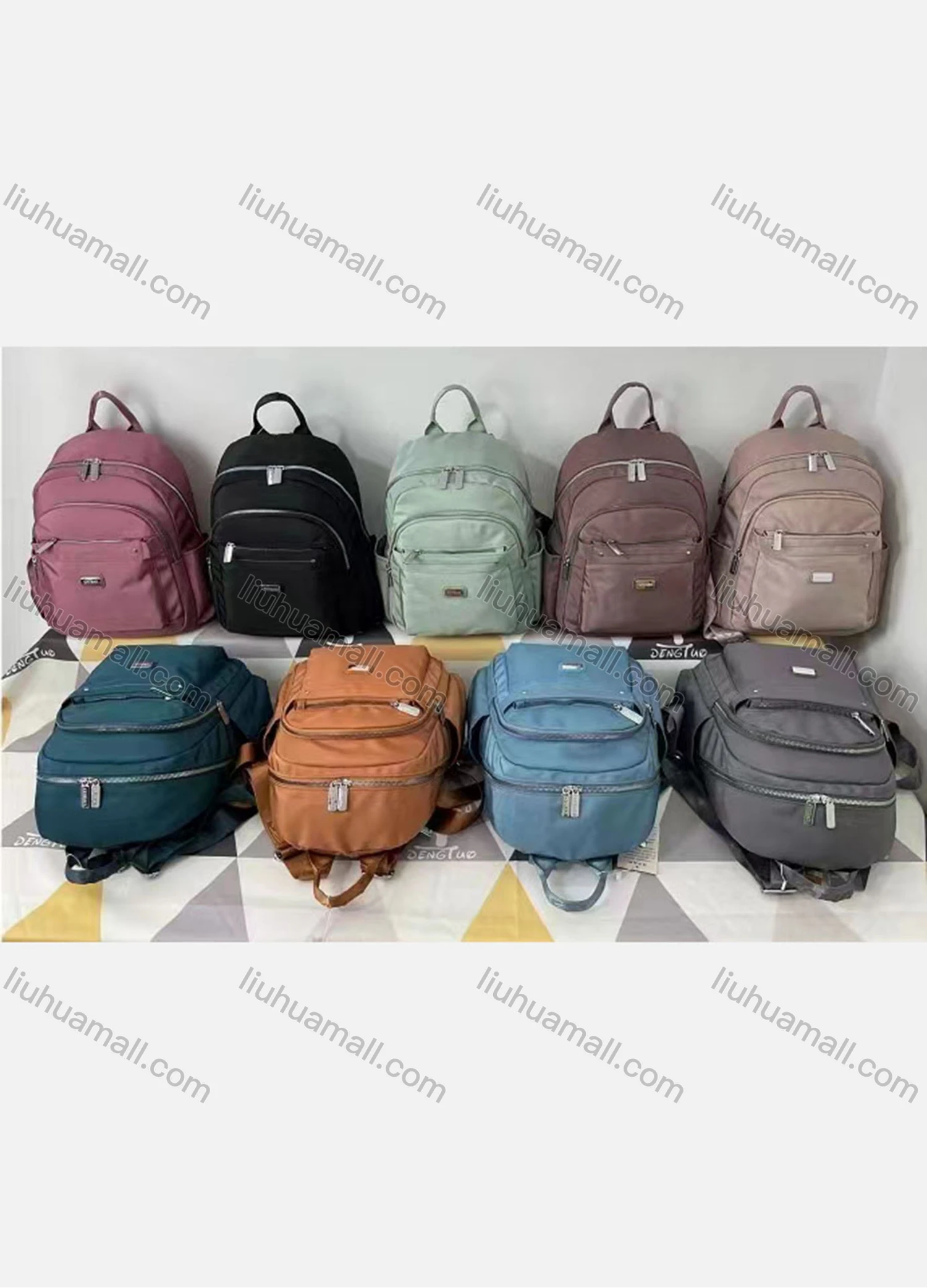 Wholesale Women's Casual Nylon Plain Backpack With Adjustable Strap - Liuhuamall