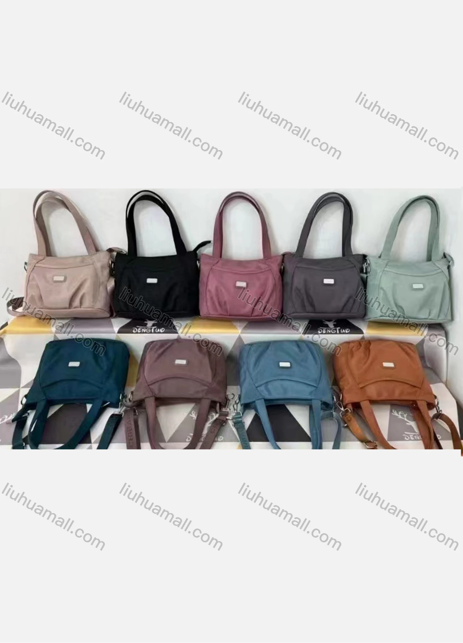 Wholesale Women's Casual Nylon Plain Shoulder Bag With Multiple Compartments - Liuhuamall