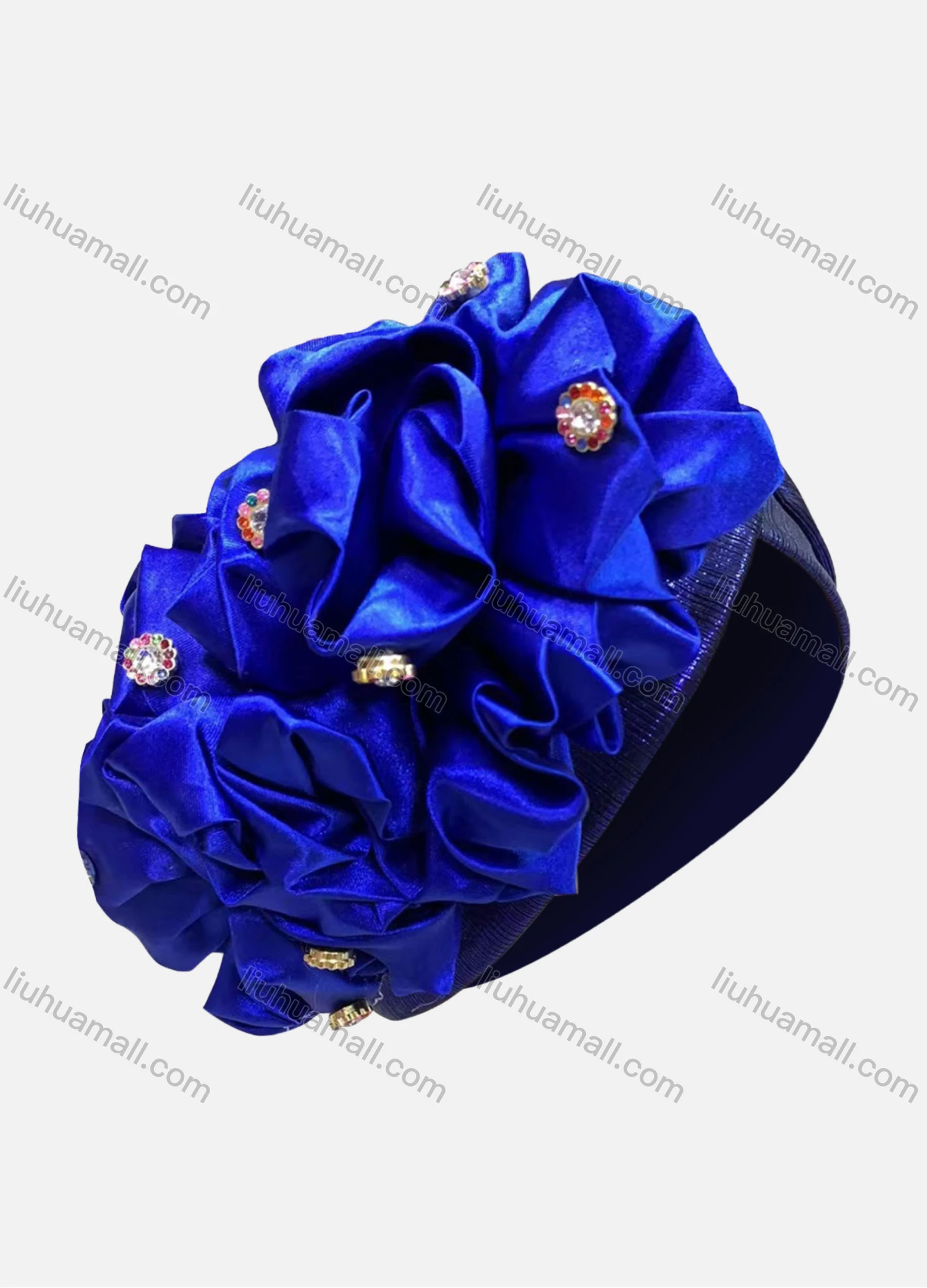 Wholesale Women's Floral Rhinestone Decor Wrap Strench Muslim Hijab Turban Cap - Liuhuamall
