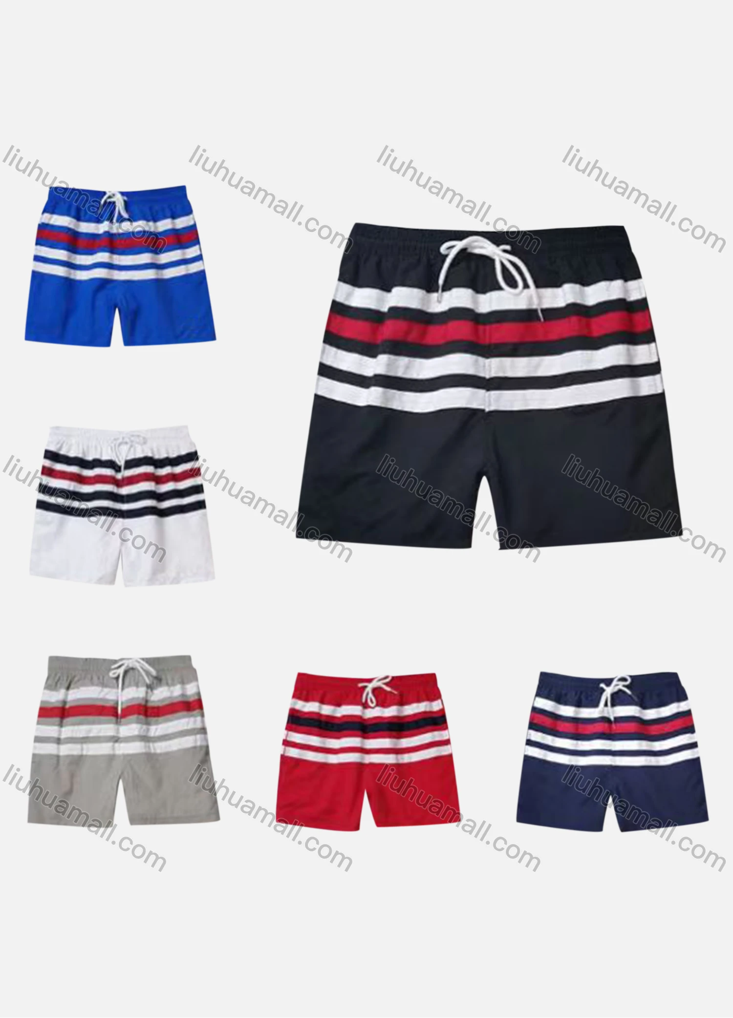 Wholesale Men's Casual Striped Drawstring Shorts - Liuhuamall