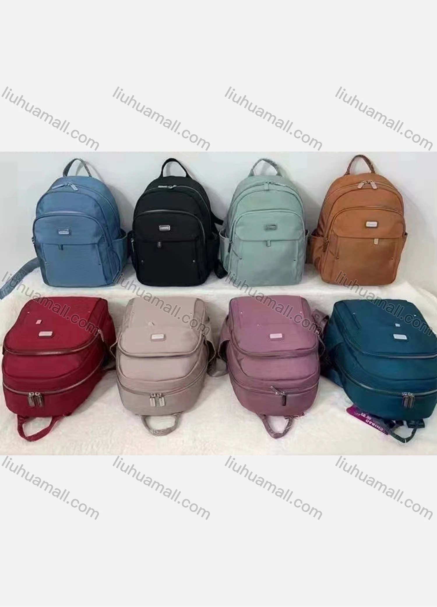 Wholesale Women's Casual Nylon Plain Backpack With Multiple Compartments - Liuhuamall