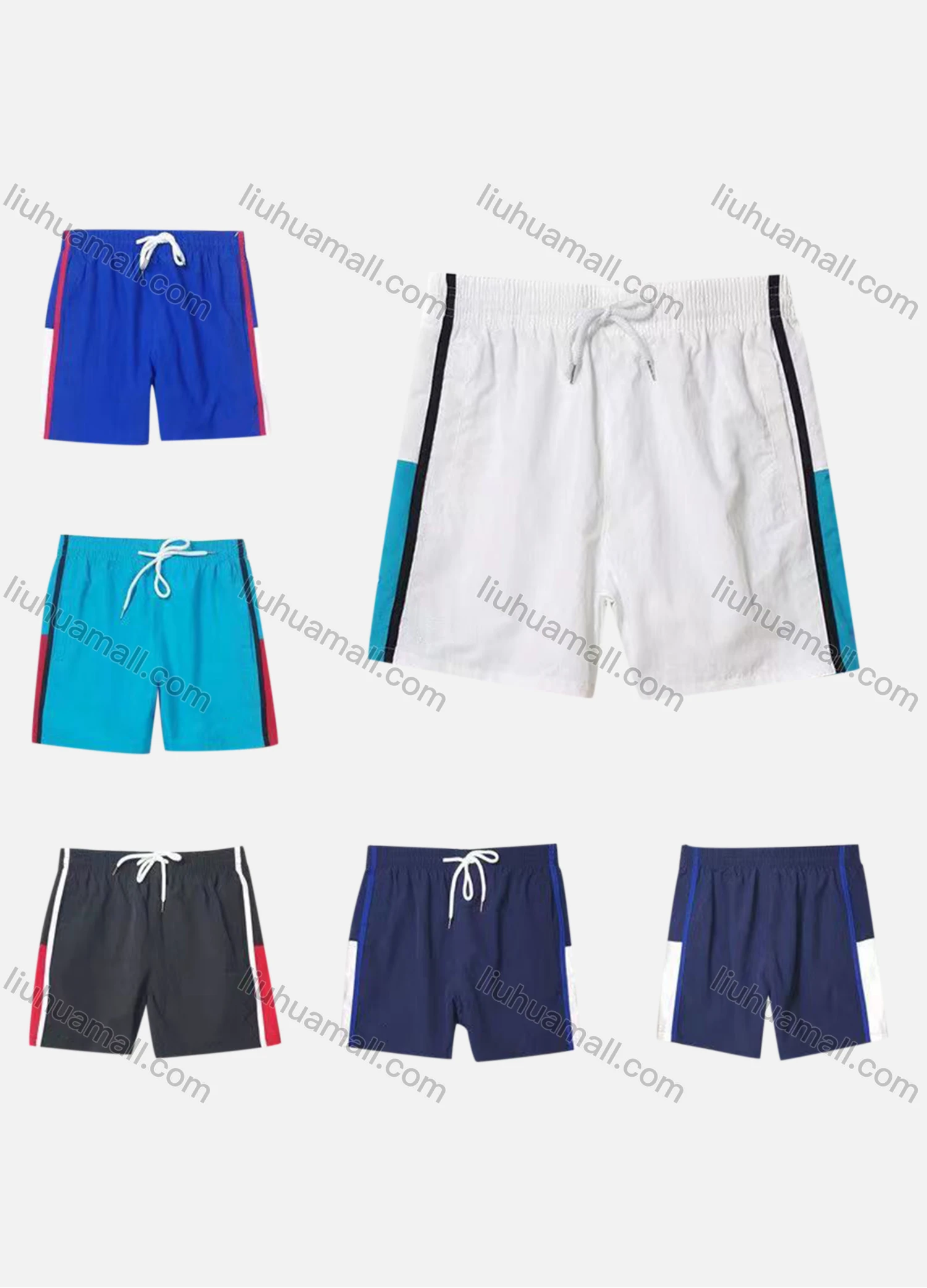 Wholesale Men's Casual Striped Drawstring Shorts - Liuhuamall