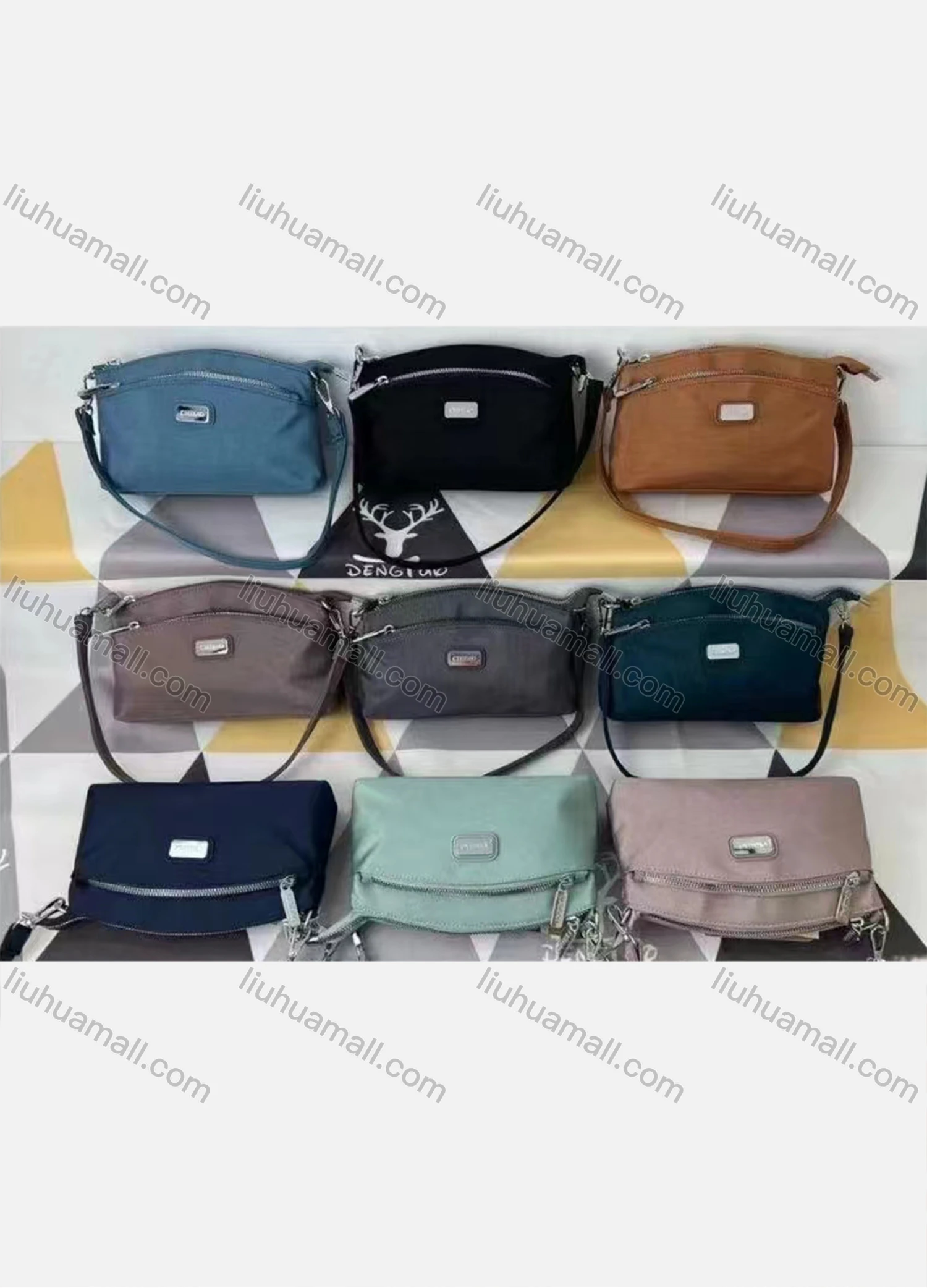 Wholesale Women's Casual Nylon Plain Shoulder Bag With Multiple Compartments - Liuhuamall