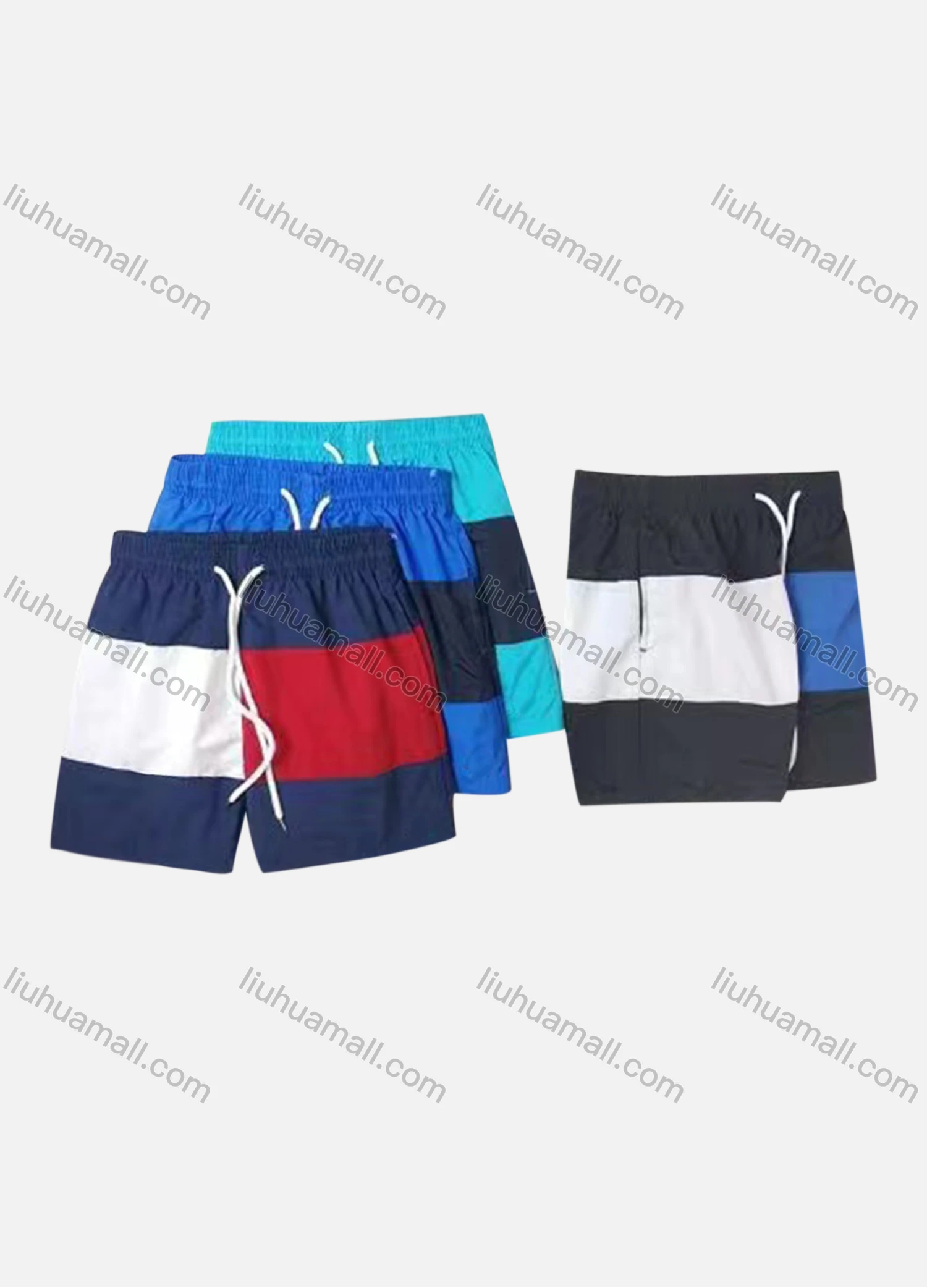 Wholesale Men's Casual Colorblock Drawstring Shorts - Liuhuamall