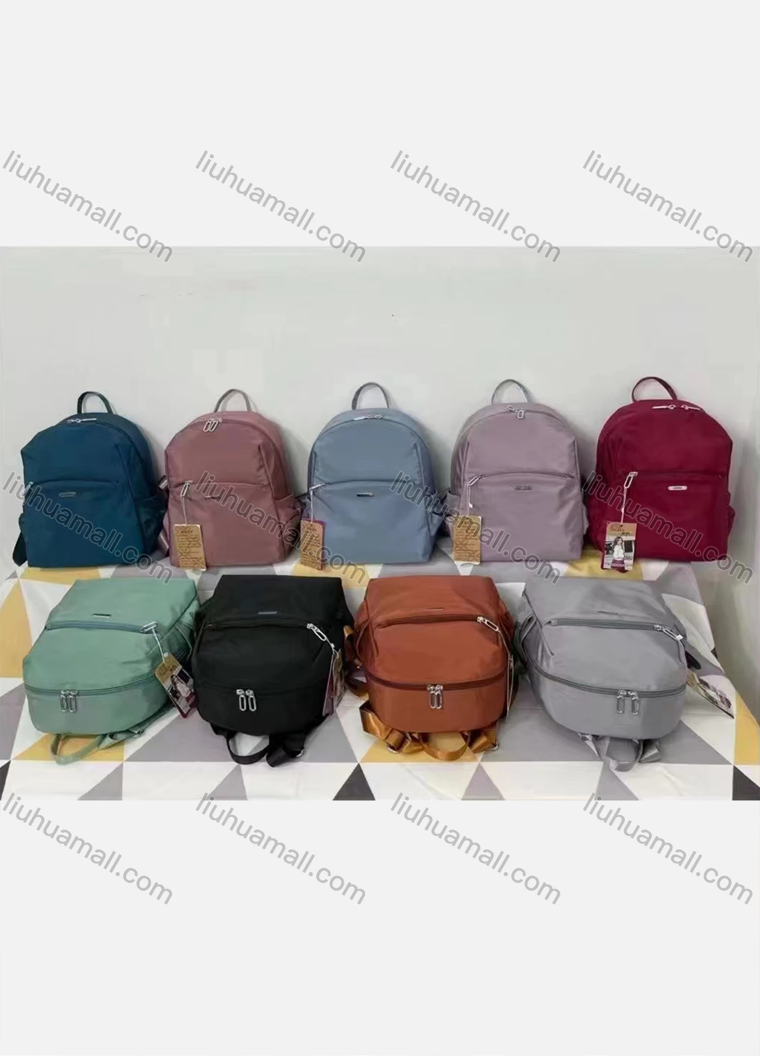 Wholesale Women's Casual Nylon Plain Backpack For School With Multiple Compartments - Liuhuamall