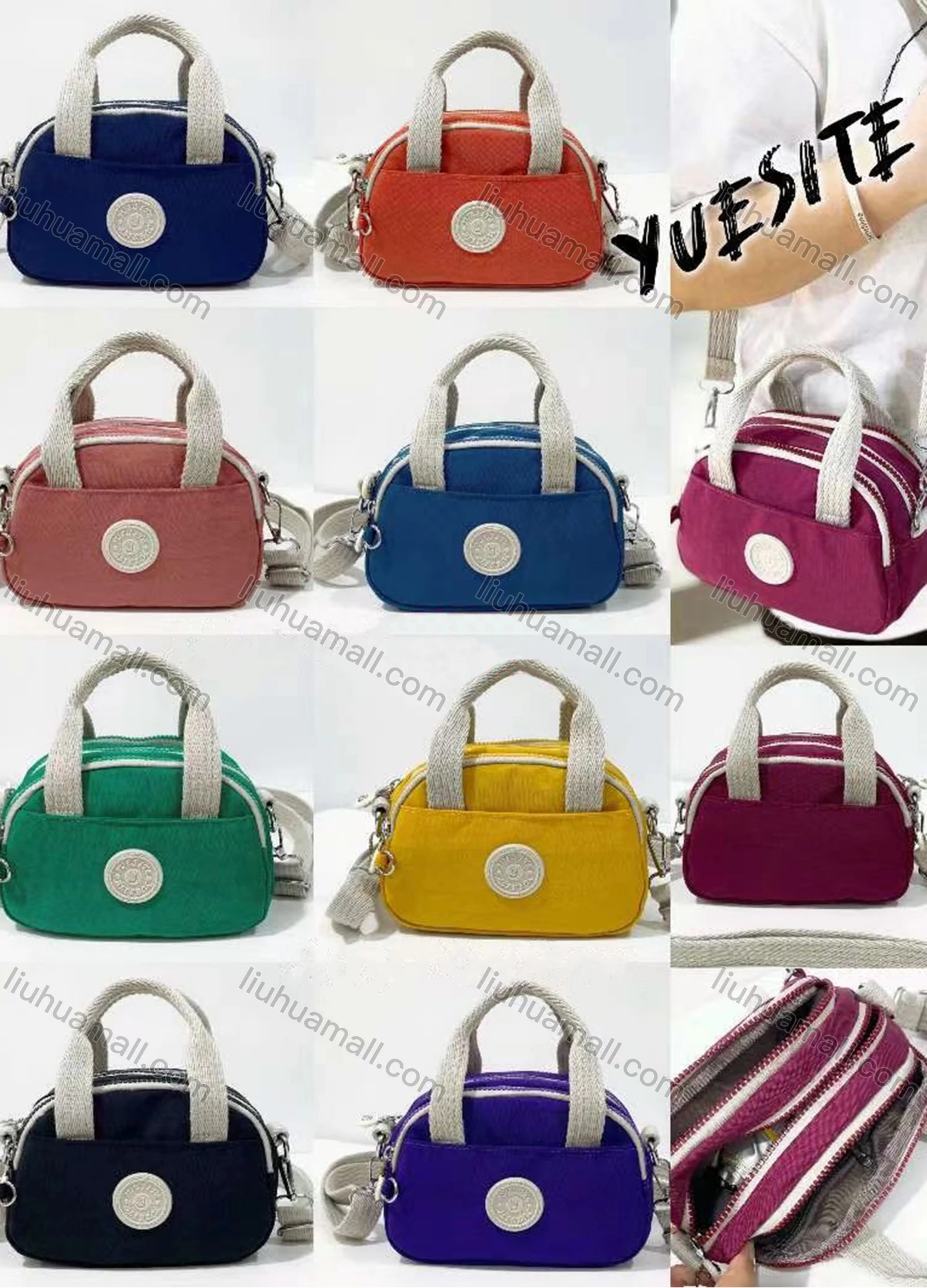 Wholesale Women's Casual Nylon Plain Portable Bag With Multiple Compartments - Liuhuamall