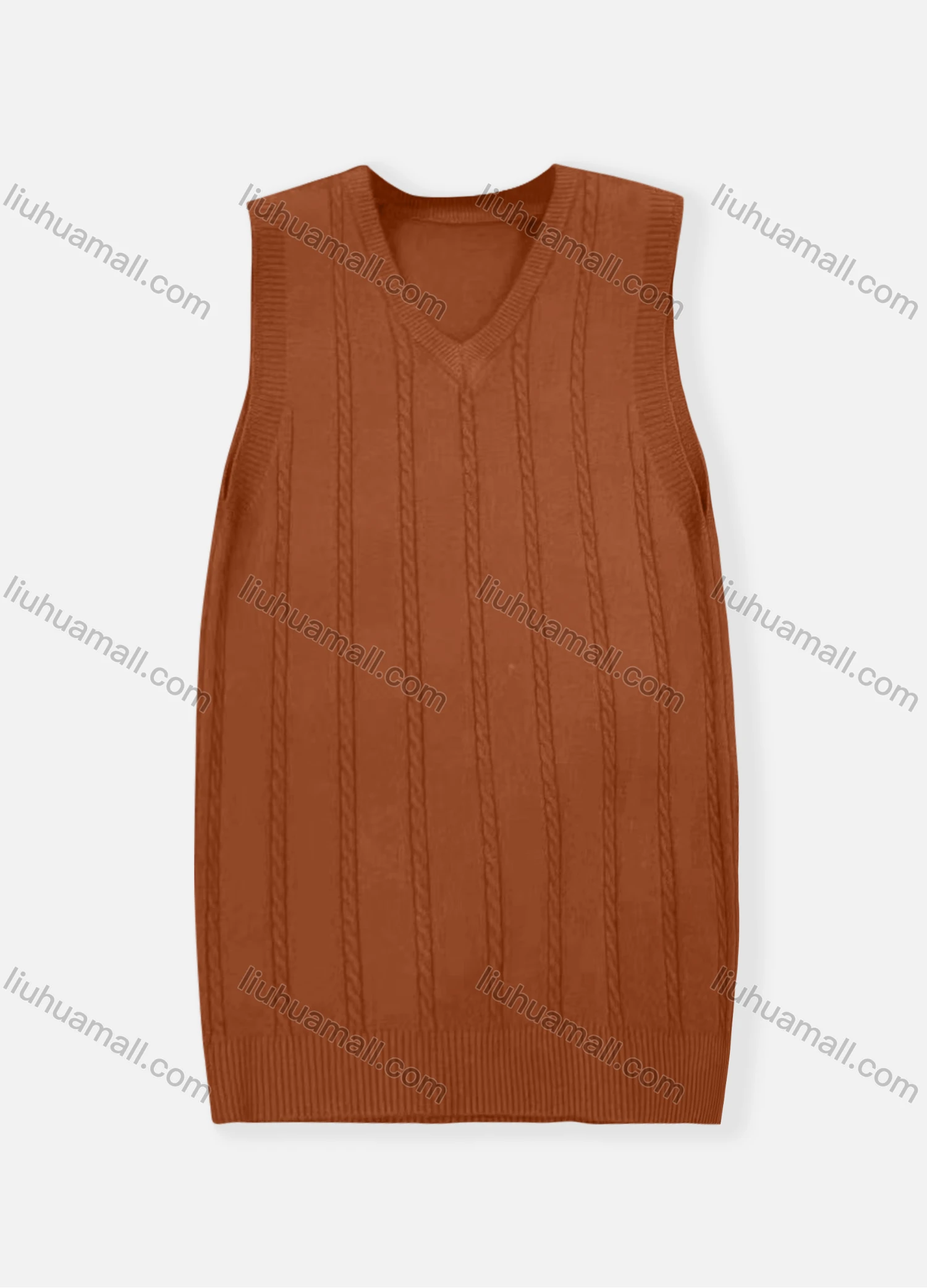 Wholesale Men's Casual Plain V Neck Rib Knit Sweater Vest - Liuhuamall