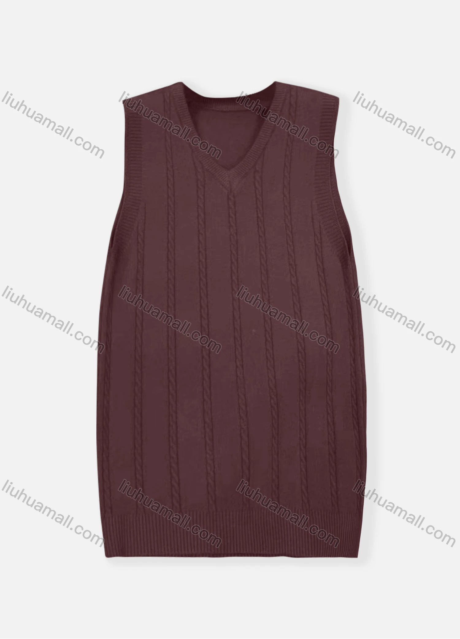 Wholesale Men's Casual Plain V Neck Rib Knit Sweater Vest - Liuhuamall